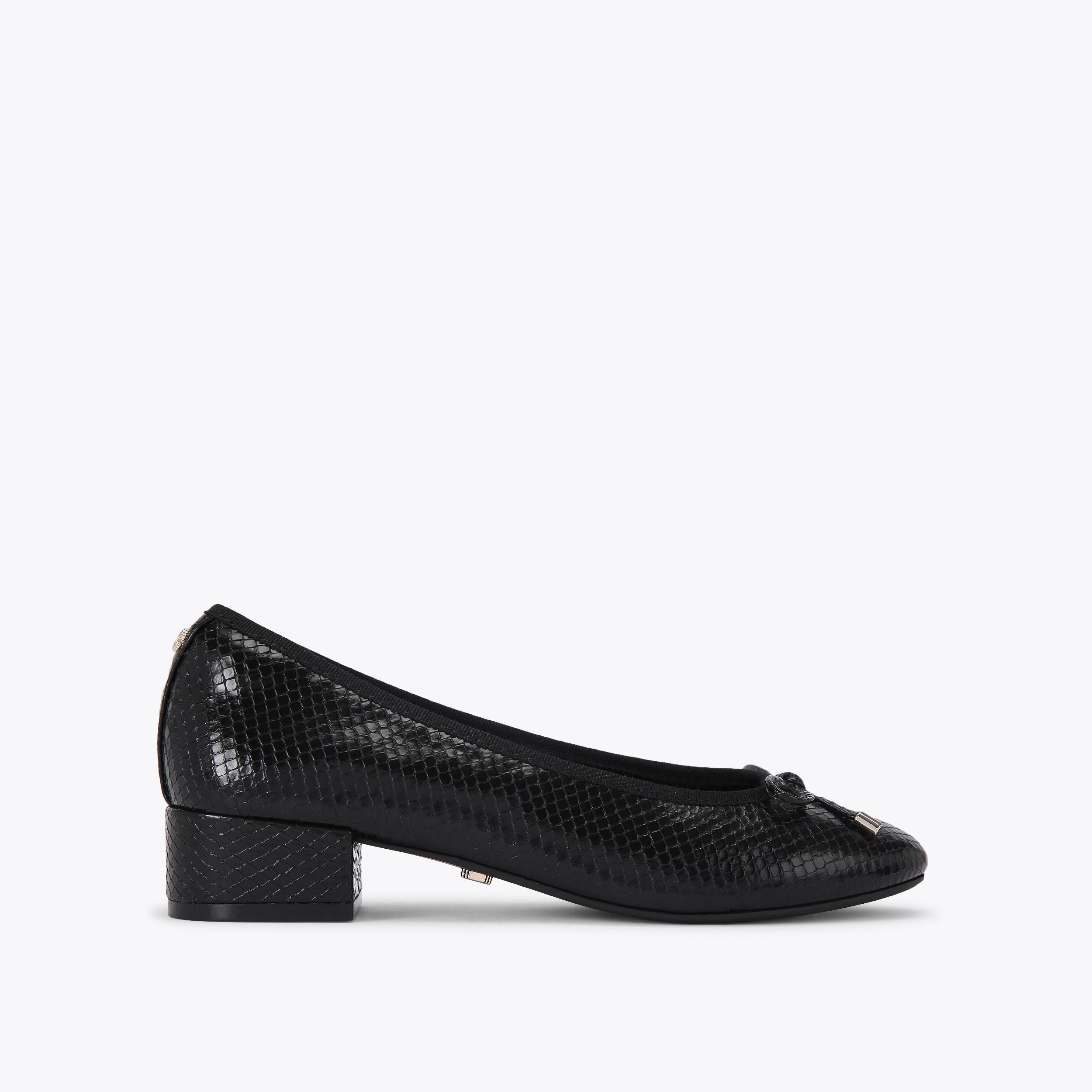 NOVA BALLET Black Lizard Embossed Ballet Flat by CARVELA