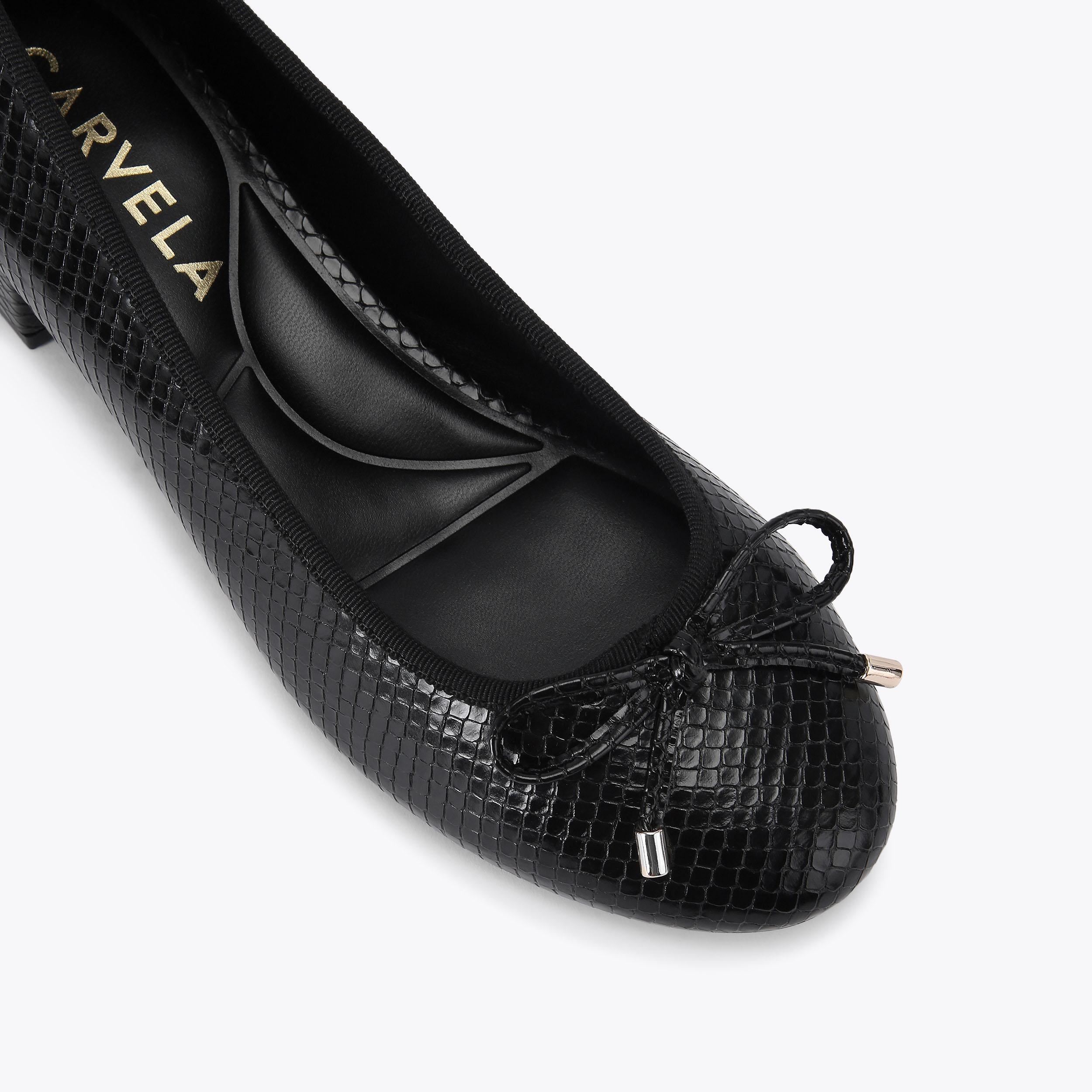 NOVA BALLET Black Lizard Embossed Ballet Flat by CARVELA