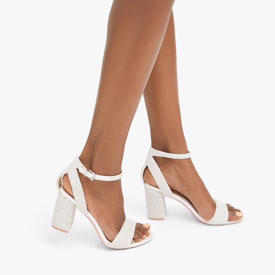 KIANNI White Fabric Heels by CARVELA