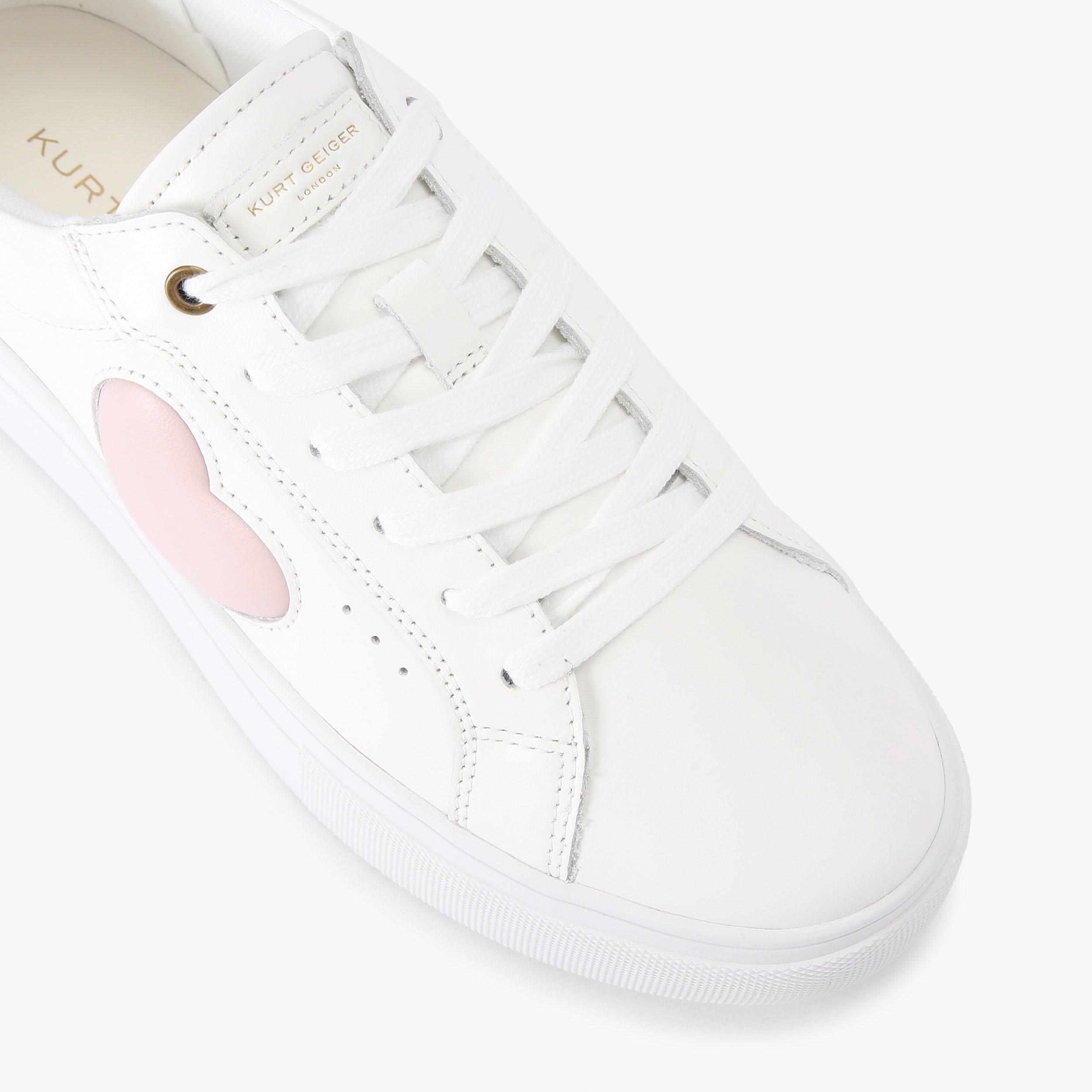 LANA HEART White Black Leather Sneaker by KURT GEIGER LONDON - Main Image