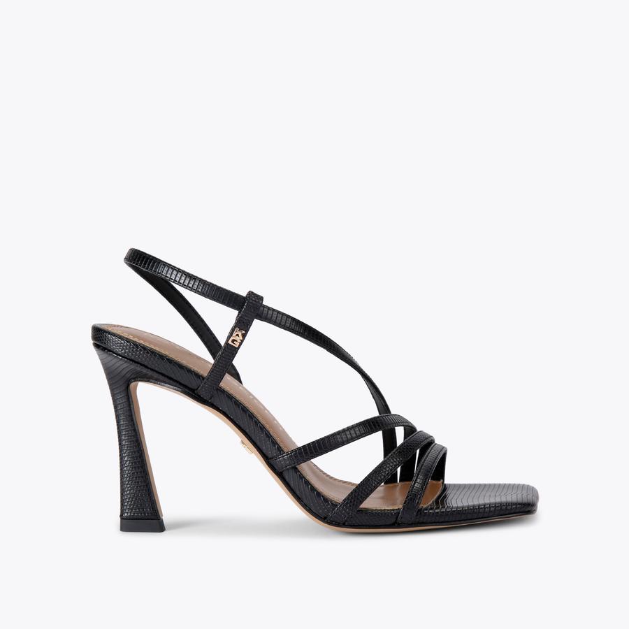 ●STACY G Women's sandal with crystal Double G in black leather