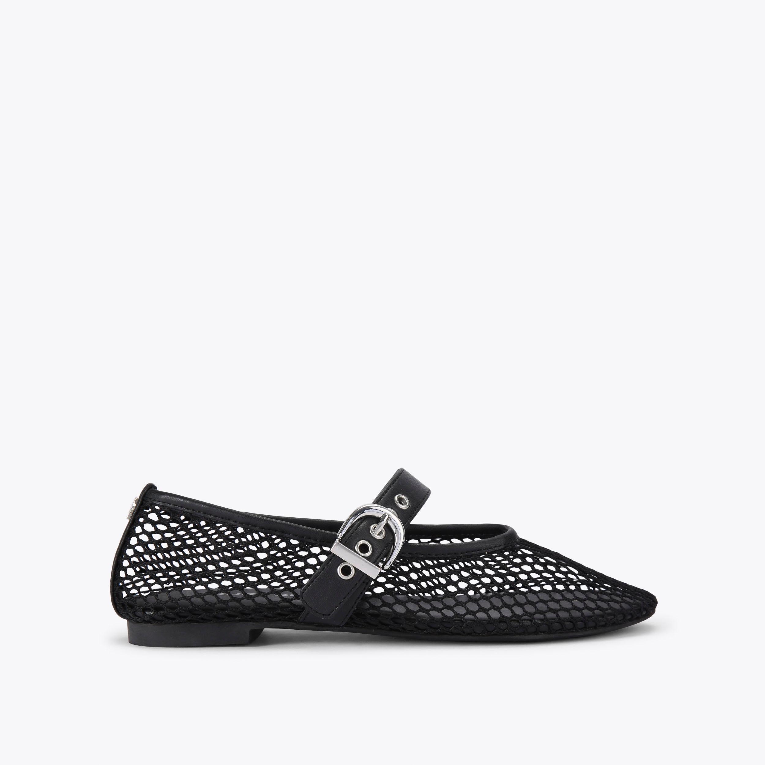 NICO WOVEN Black Flat Mesh Shoe by KG KURT GEIGER