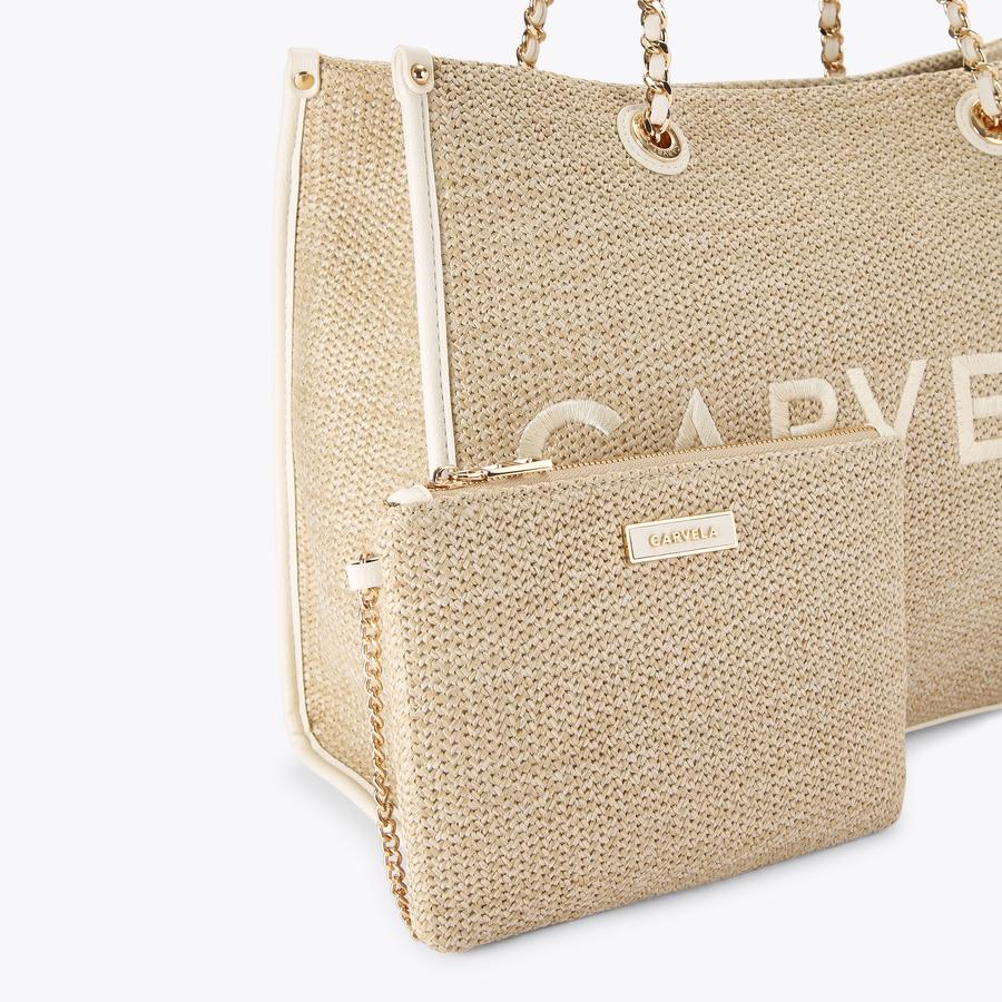 SORRENTO RAFFIA TOTE Raffia Chain Tote Bag by CARVELA