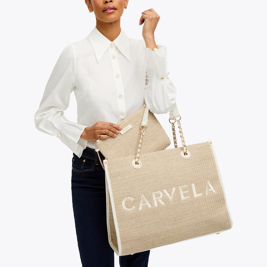 SORRENTO RAFFIA TOTE Raffia Chain Tote Bag by CARVELA