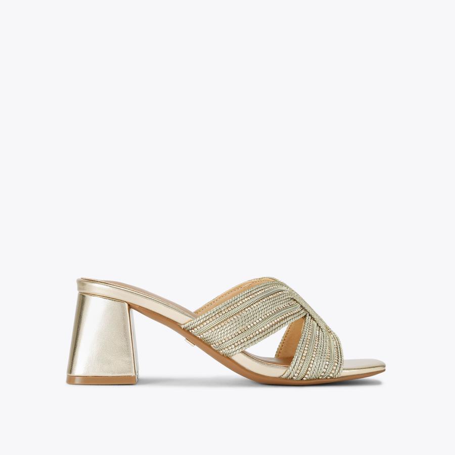 POSE MULE Gold Rope Block Heel by KG KURT GEIGER POSE MULE Gold Rope Block Heel by KG KURT GEIGER