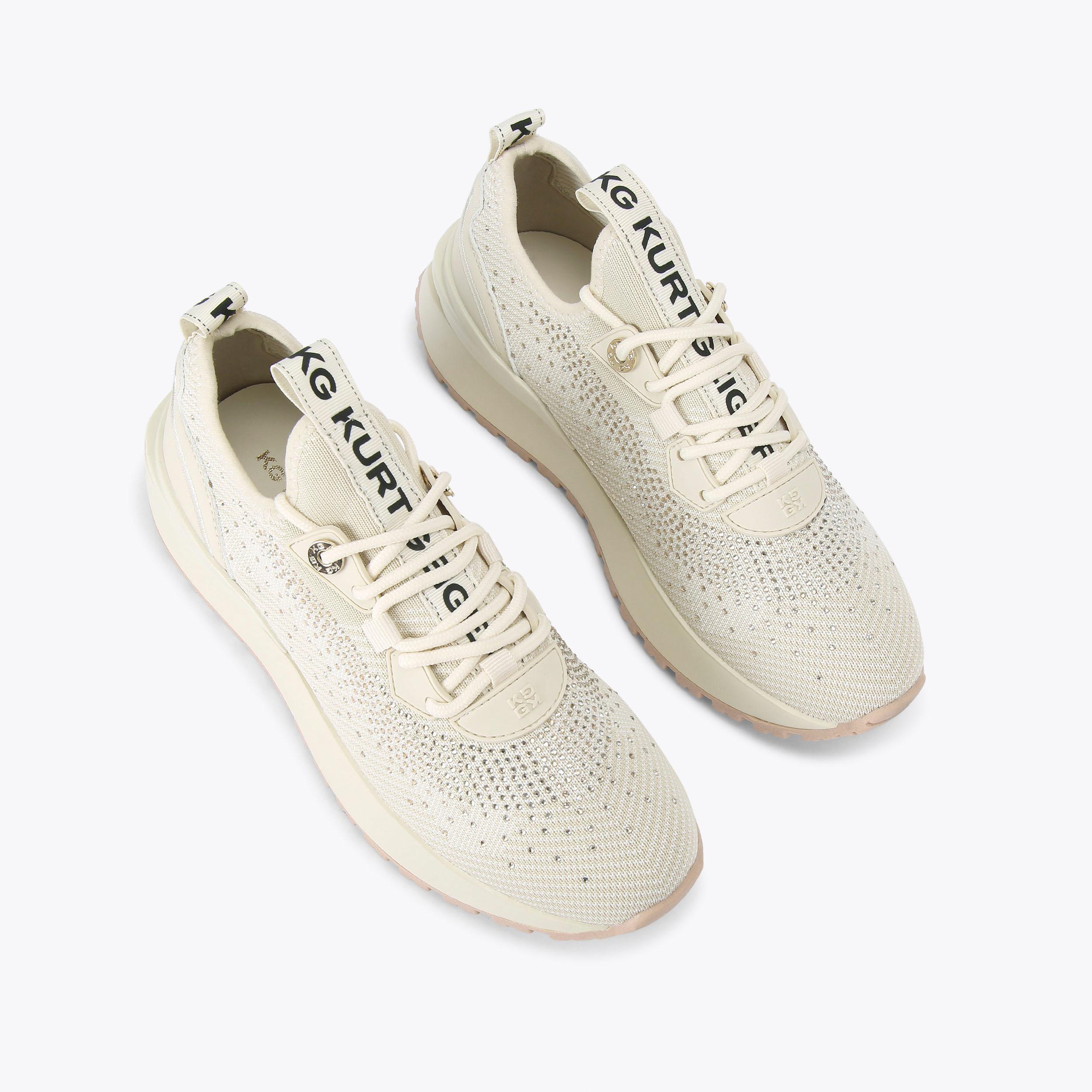 LOUISA KNIT GEM Bone Fabric Sneaker by KG KURT GEIGER