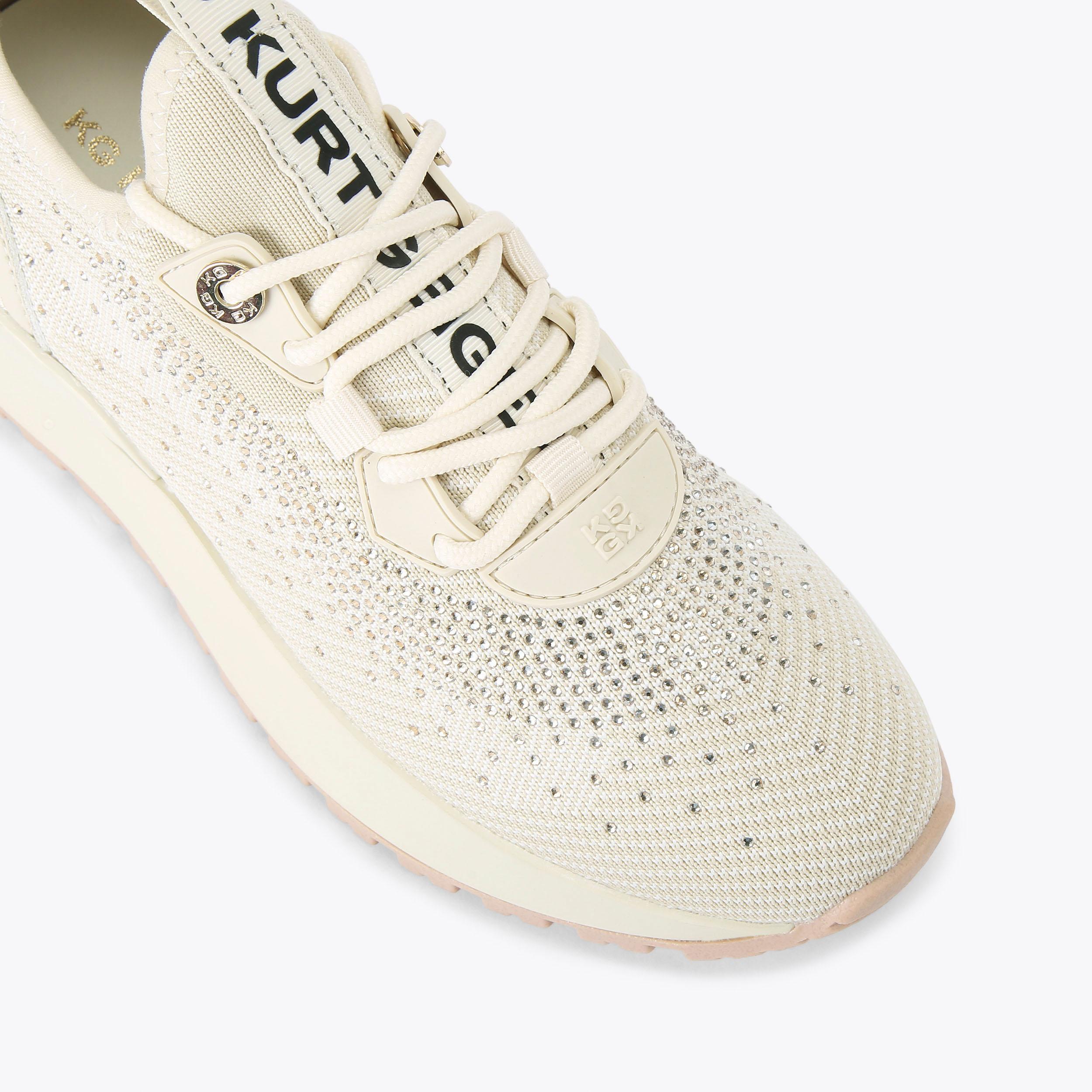 LOUISA KNIT GEM Bone Fabric Sneaker by KG KURT GEIGER