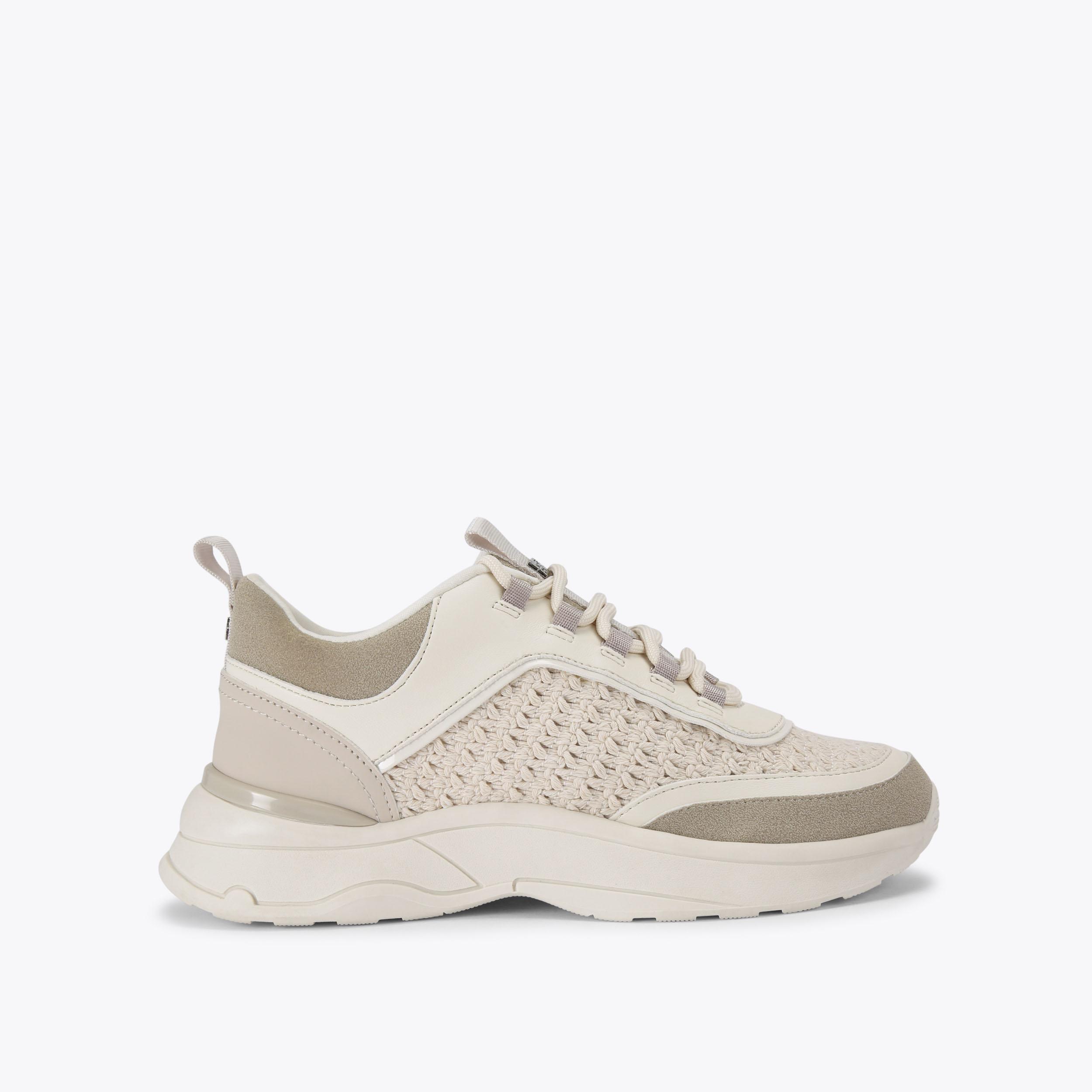 LINK Cream Knitted Lace Up Sneaker by KG KURT GEIGER