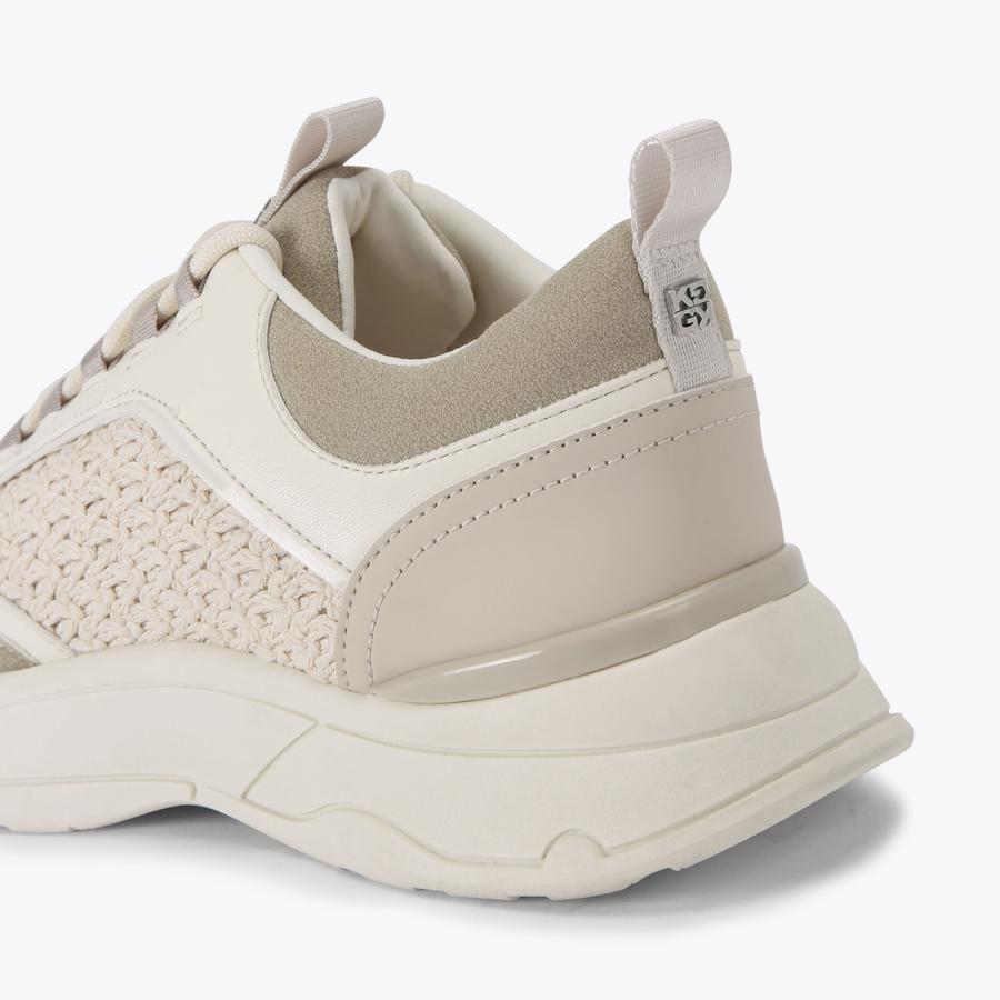 LINK Cream Knitted Lace Up Sneaker by KG KURT GEIGER
