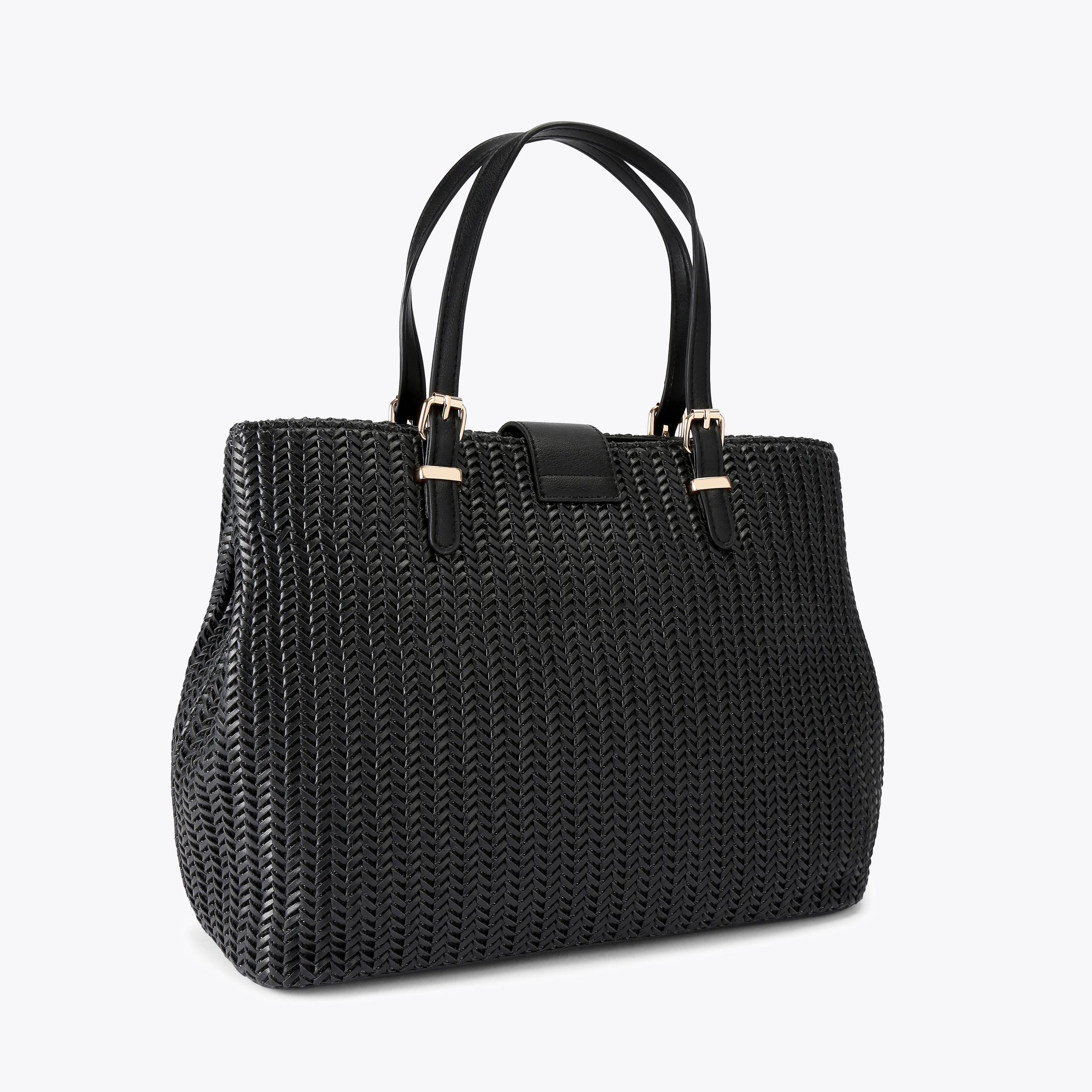 Maria MARIA MIDI WEAVE Black Woven Tote Bag by CARVELA