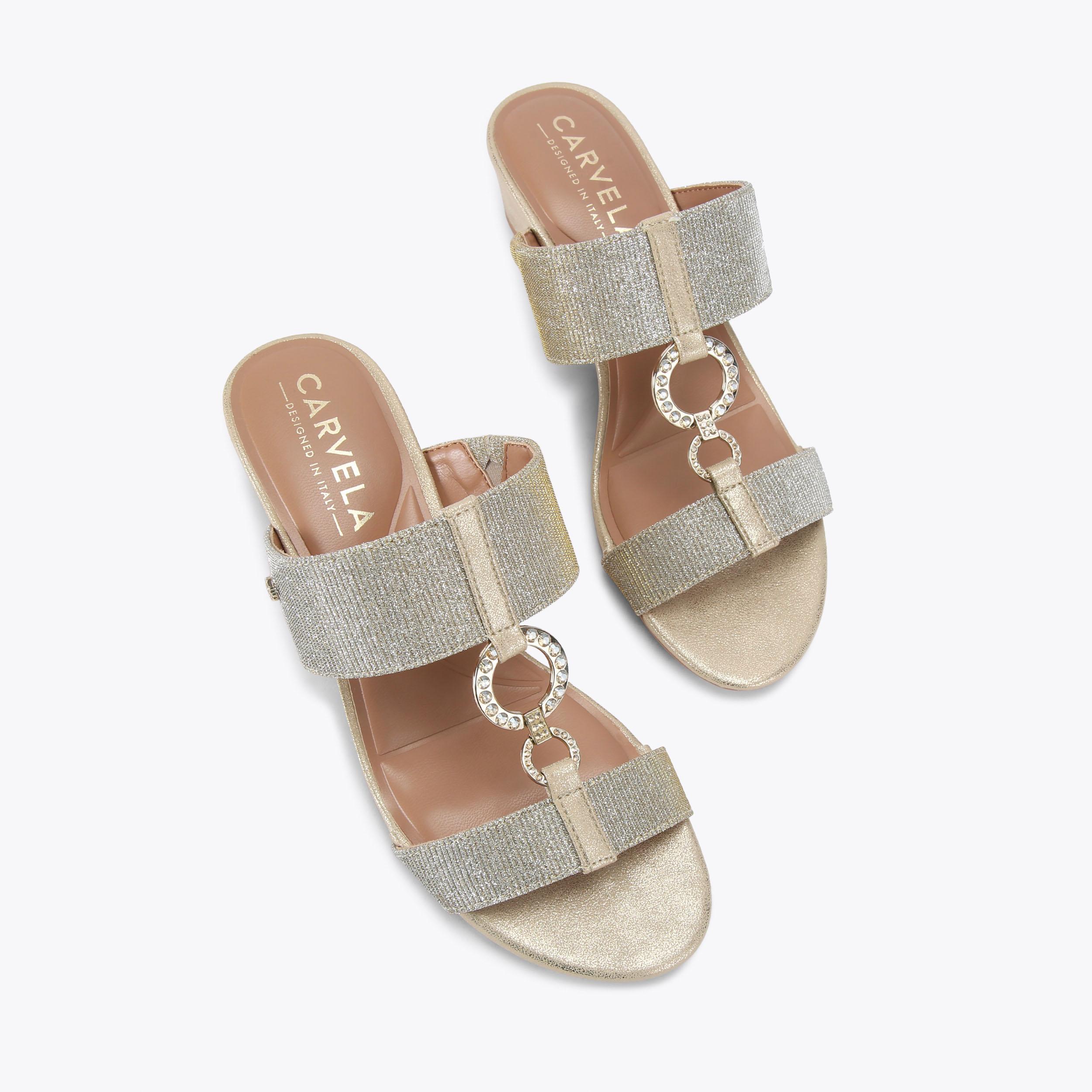 ARLETTA MID WEDGE Metallic Gold Wedge Heel by CARVELA COMFORT