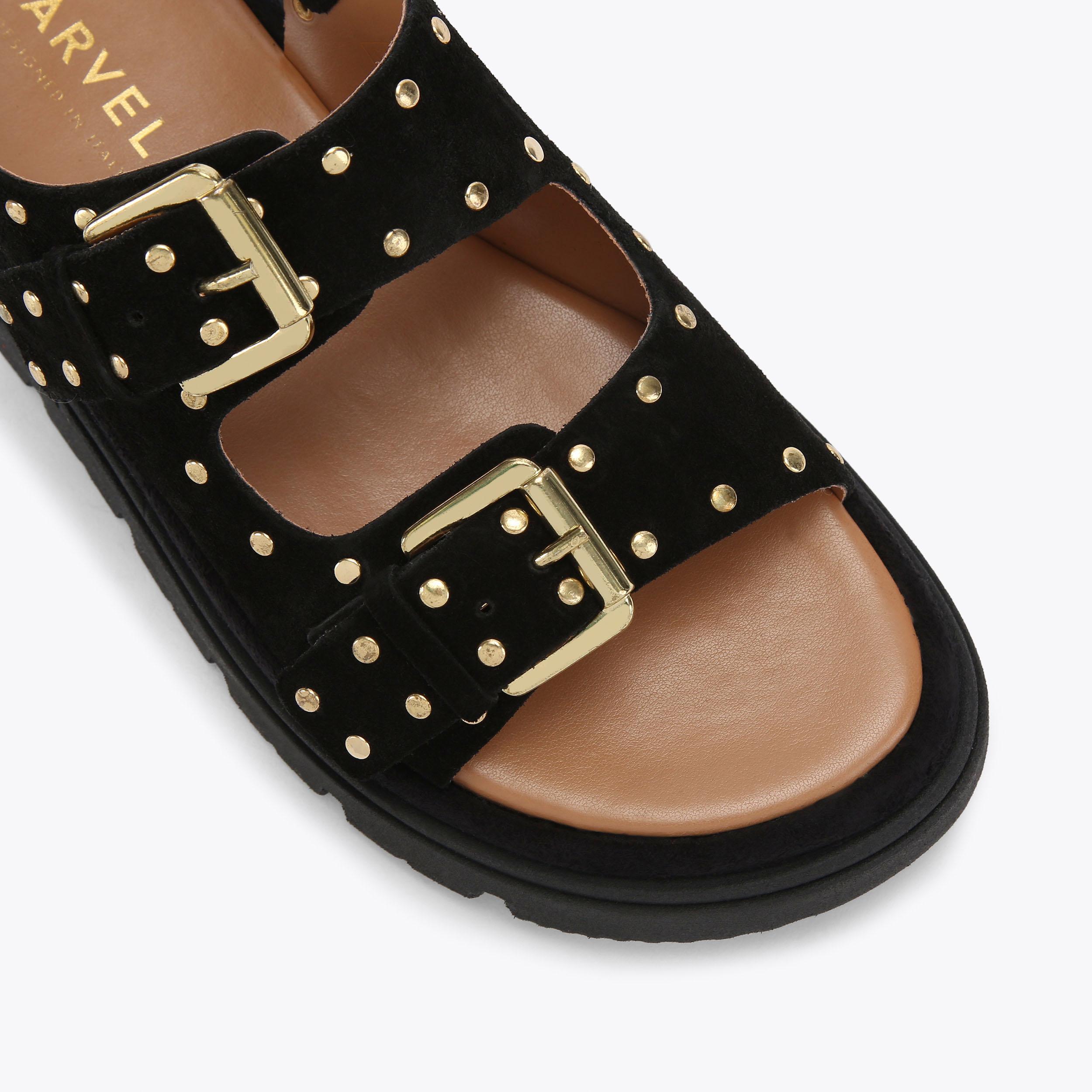 ゆうか CINZIA SANDAL Black Suede Cinzia Sandal by CARVELA COMFORT