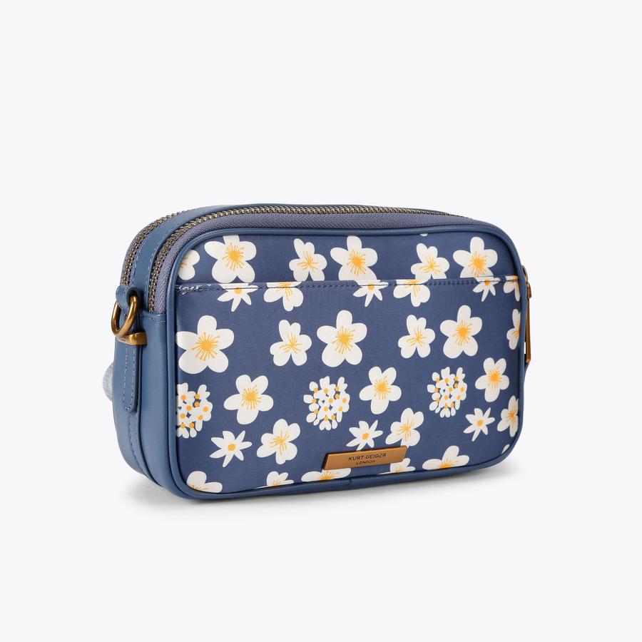 2ZIP KENSINGTON DAISY CAM Blue Denim Floral Camera Bag by KURT
