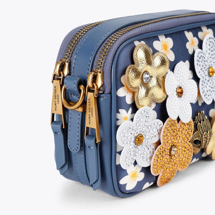 Daisy1822 2ZIP KENSINGTON DAISY CAM Blue Denim Floral Camera Bag by KURT