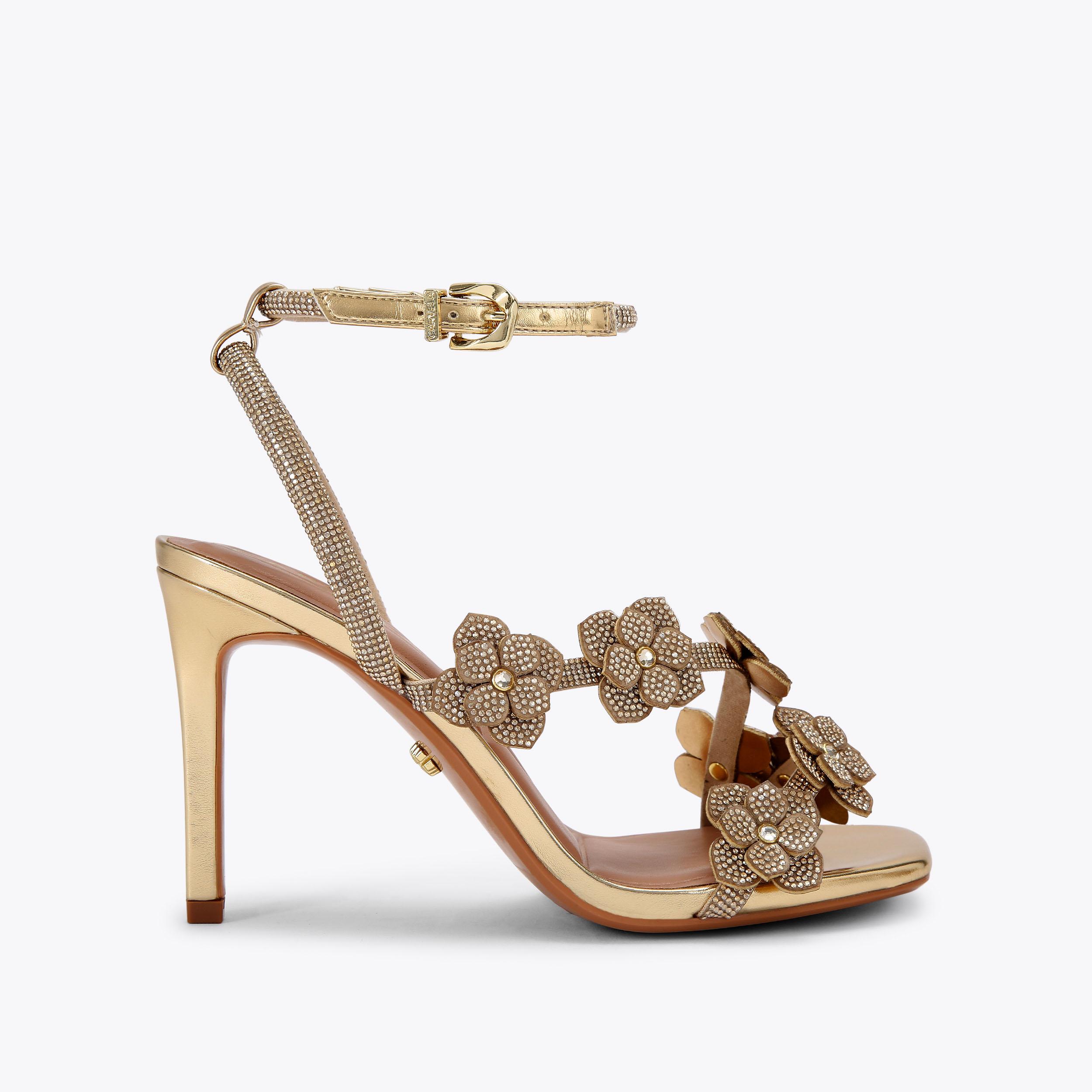 サンダル・ミュール Gold Stud Detail Harry Sandal Hill (10 cm, 2 COLOR) Stuart Weitzman Heeled sandals Nudist II | Women's Shoes