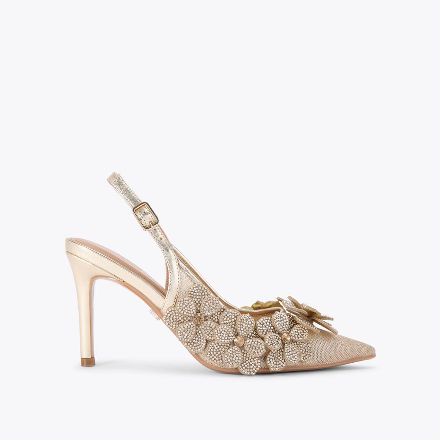 Escarpins Style & Co Darling - Talon Haut Doré Avec Fleur - Taille 8 US - Neuf Dans Sa Boîte