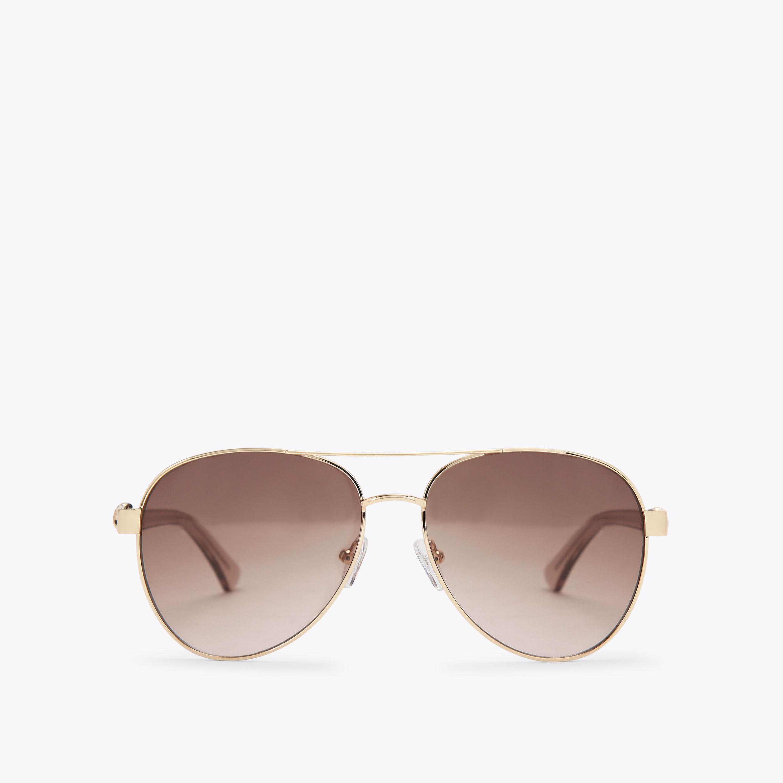 METAL REGENT AVIATOR Gold Aviator Sunglasses by KURT GEIGER 