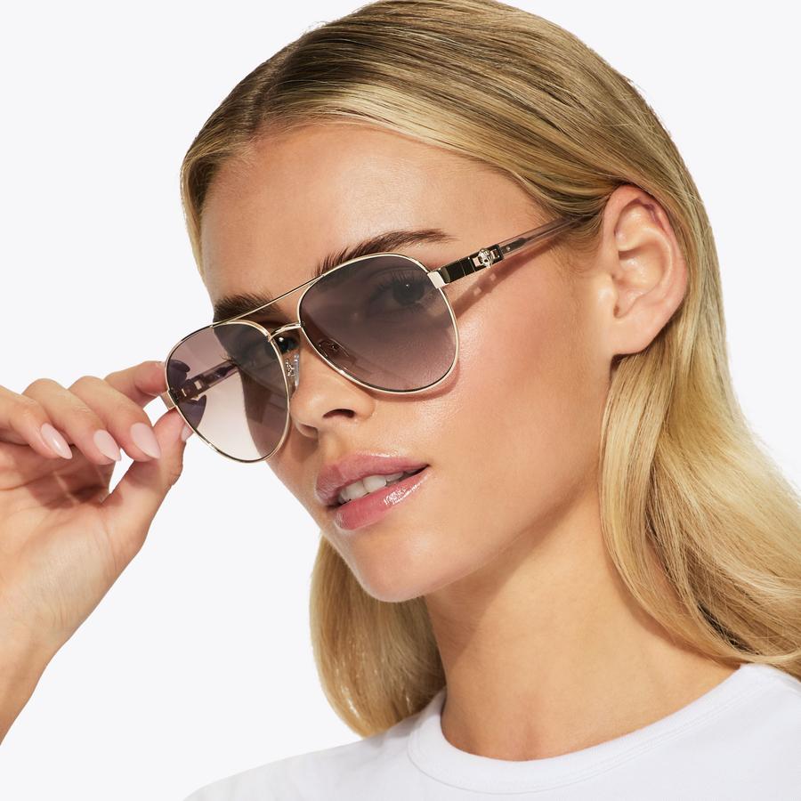 METAL REGENT AVIATOR Gold Aviator Sunglasses by KURT GEIGER  display picture 1