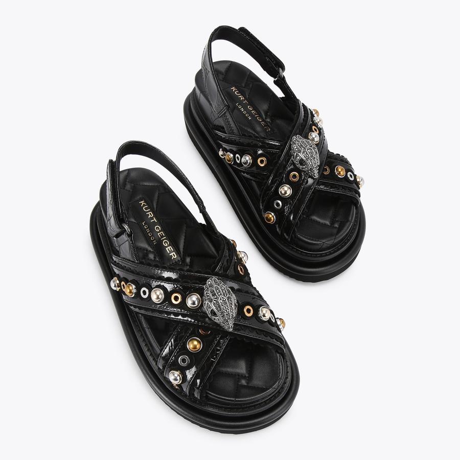 Sandali Donna Kurt Geiger London ORSON In Pelle Osso, Tacco A Zeppa, Taglia 39 EU (10 US)