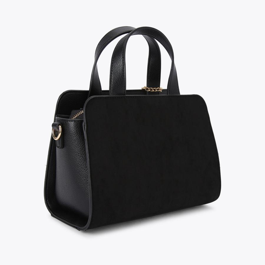 CINZIA MINI TOTE Black Suede Mini Tote Bag by CARVELA