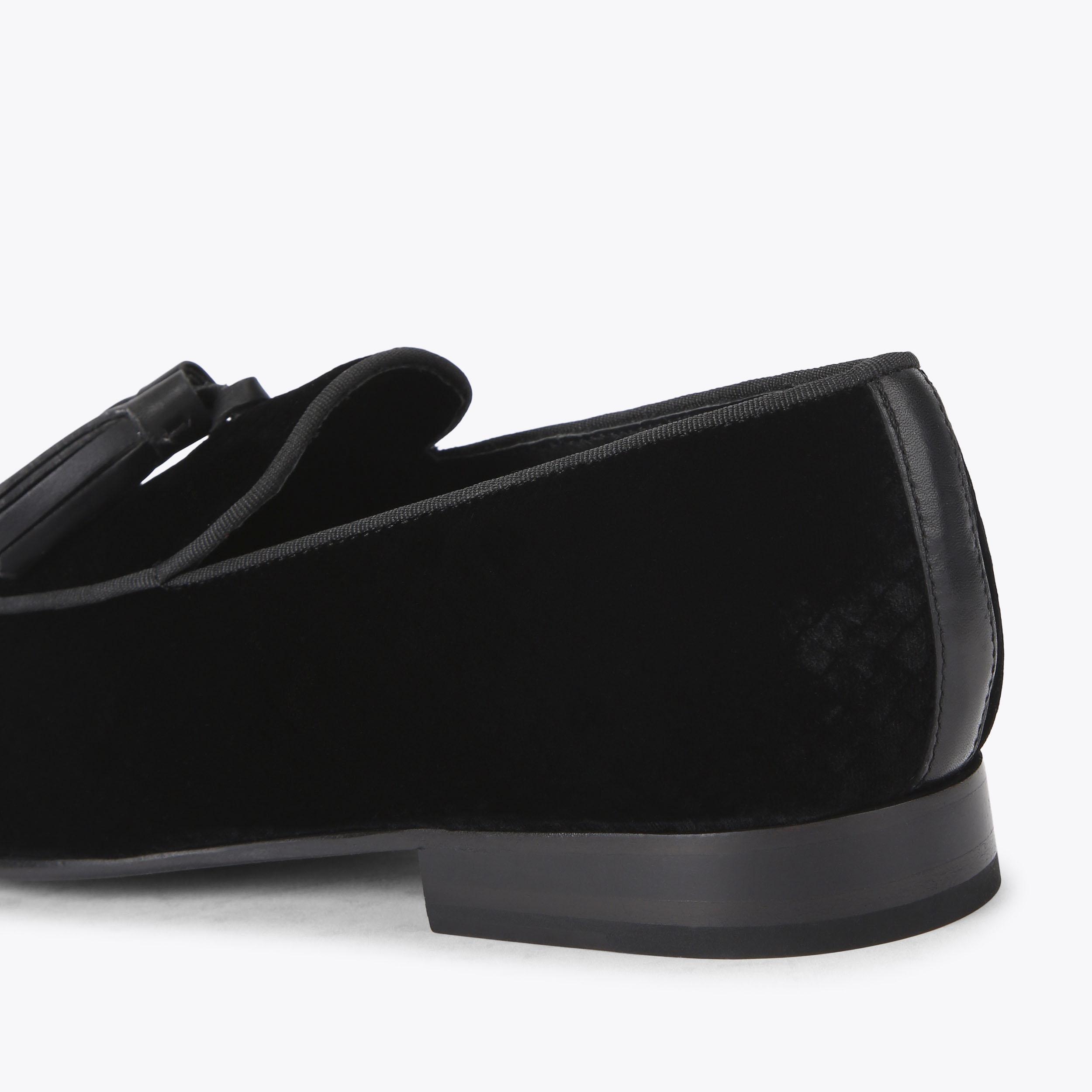 BEDFORD TASSEL LOAFER Black Velvet Fabric Loafer by KURT 