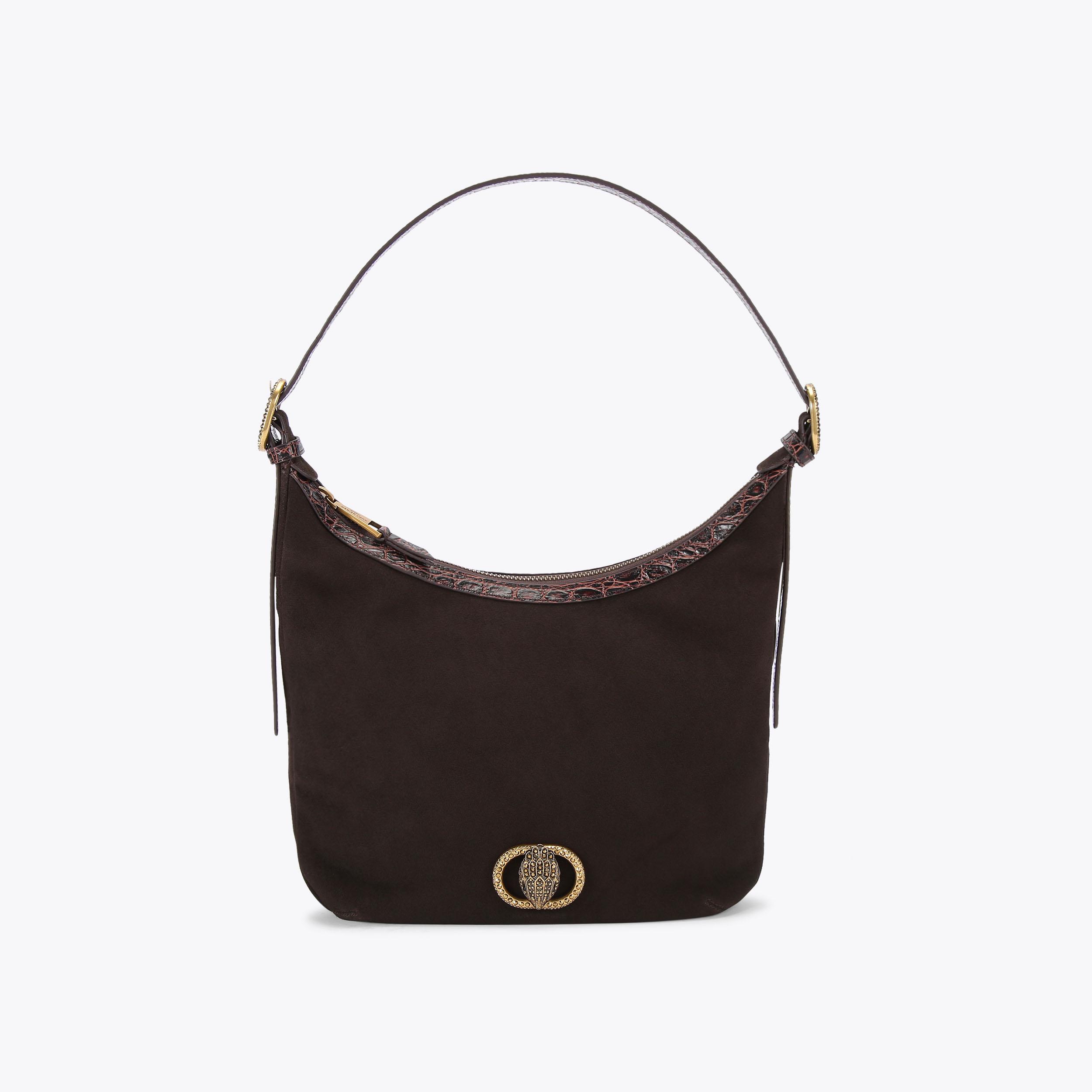 CHELSEA SOFT HOBO Brown Suede Hobo Bag by Kurt Geiger London