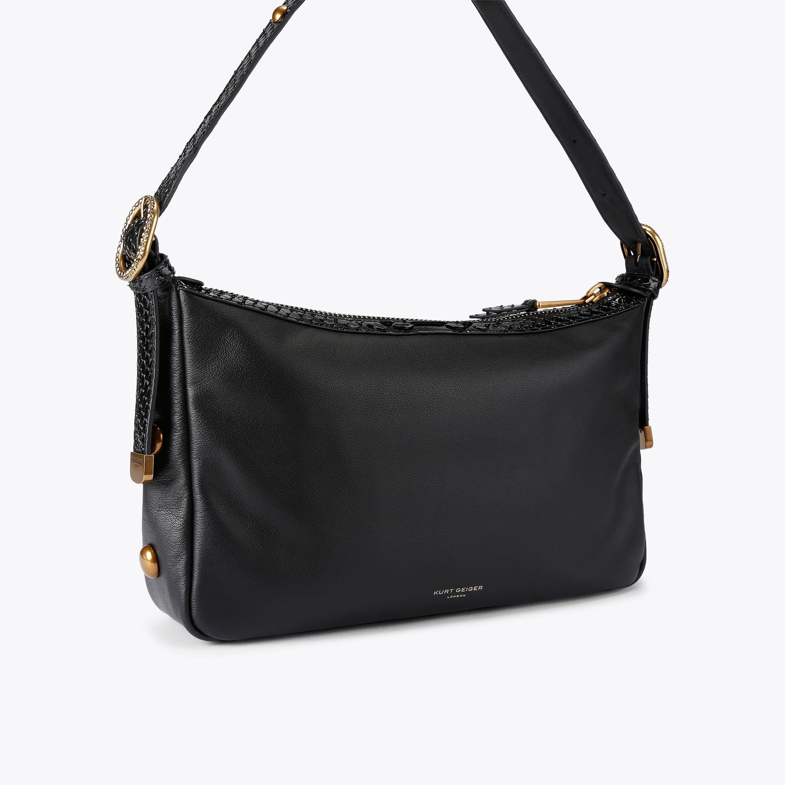 CHELSEA SFT SHOULDER STUD Black Leather Studded Shoulder Bag by
