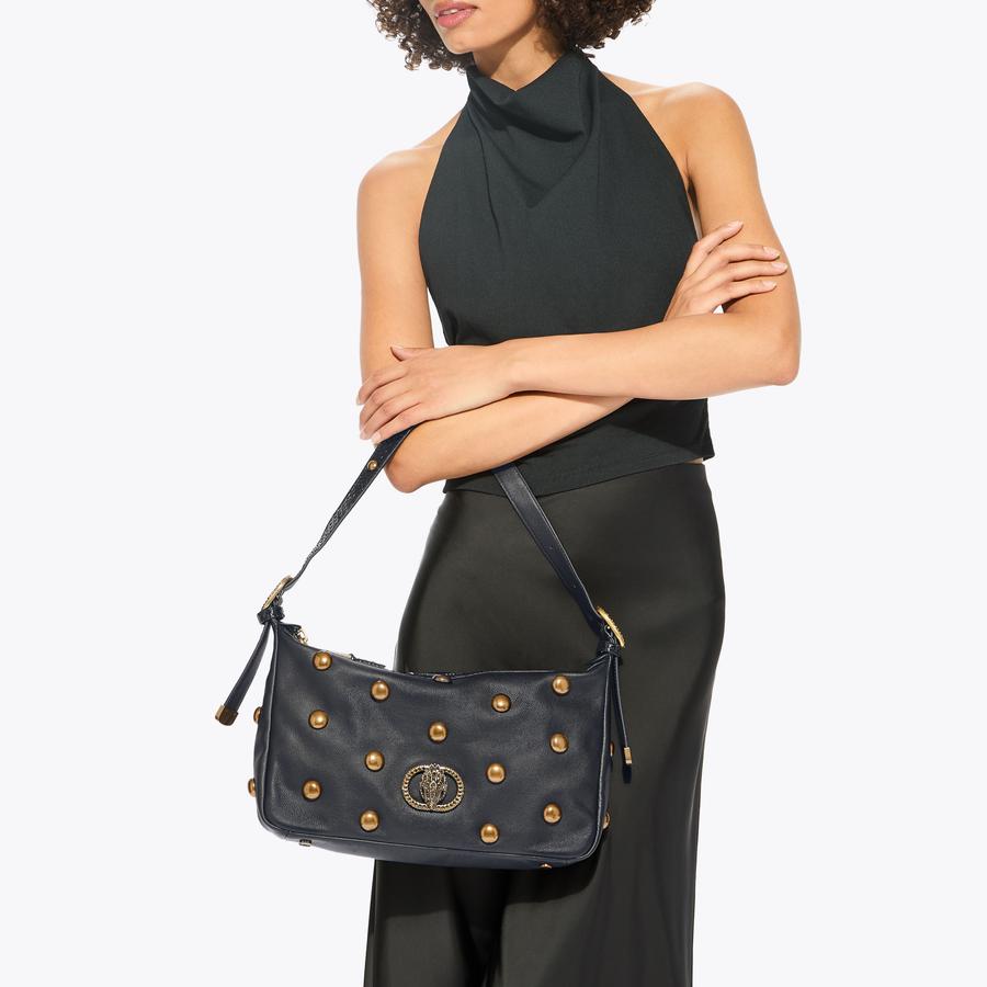 CHELSEA SFT SHOULDER STUD Black Leather Studded Shoulder Bag by