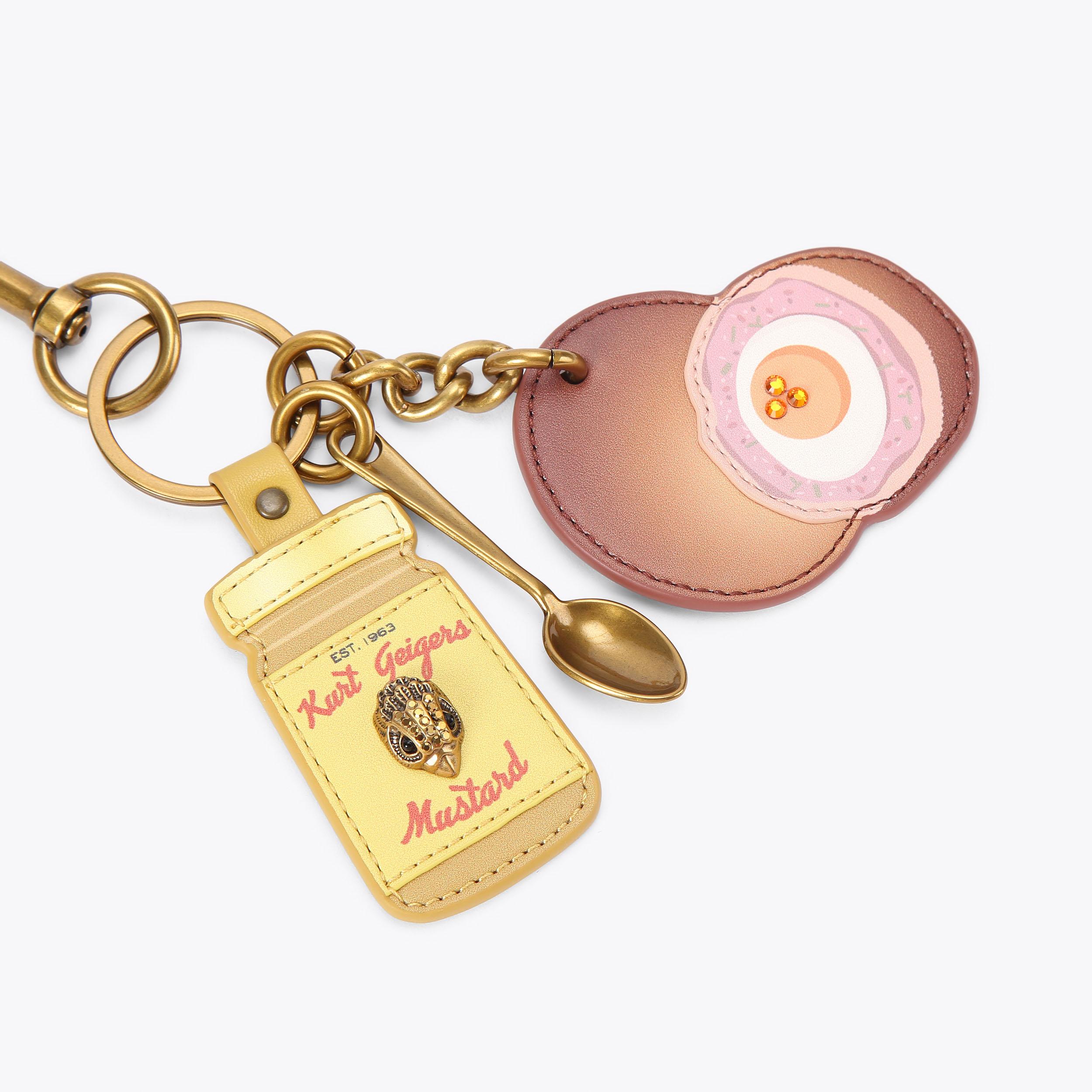 SCOTCH EGG KEYRING Leather Mustard Scotch Egg Keyring by KURT GEIGER LONDON