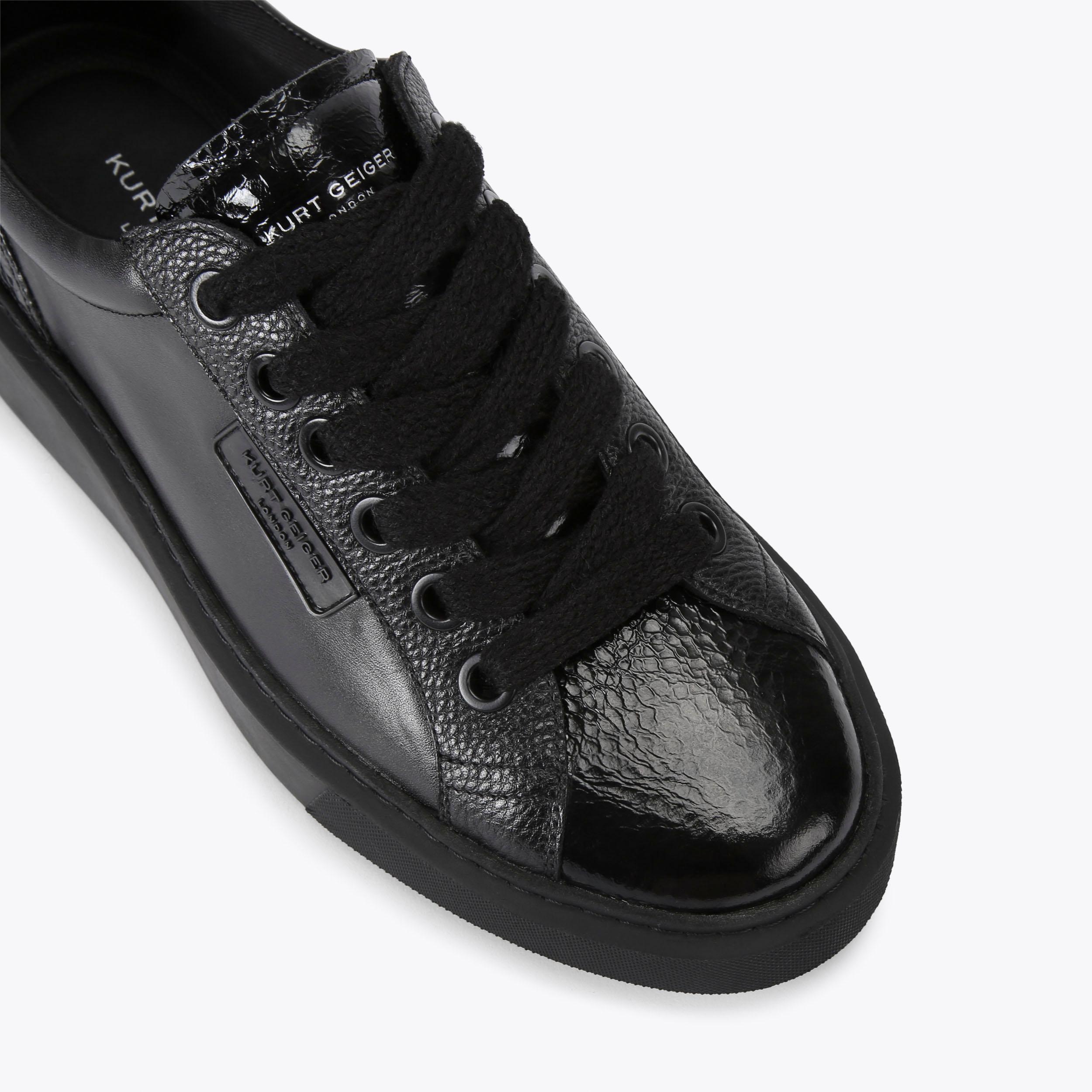 kurobee L ALBION SNEAKER Black Leather Lace Up Sneakers by KURT GEIGER