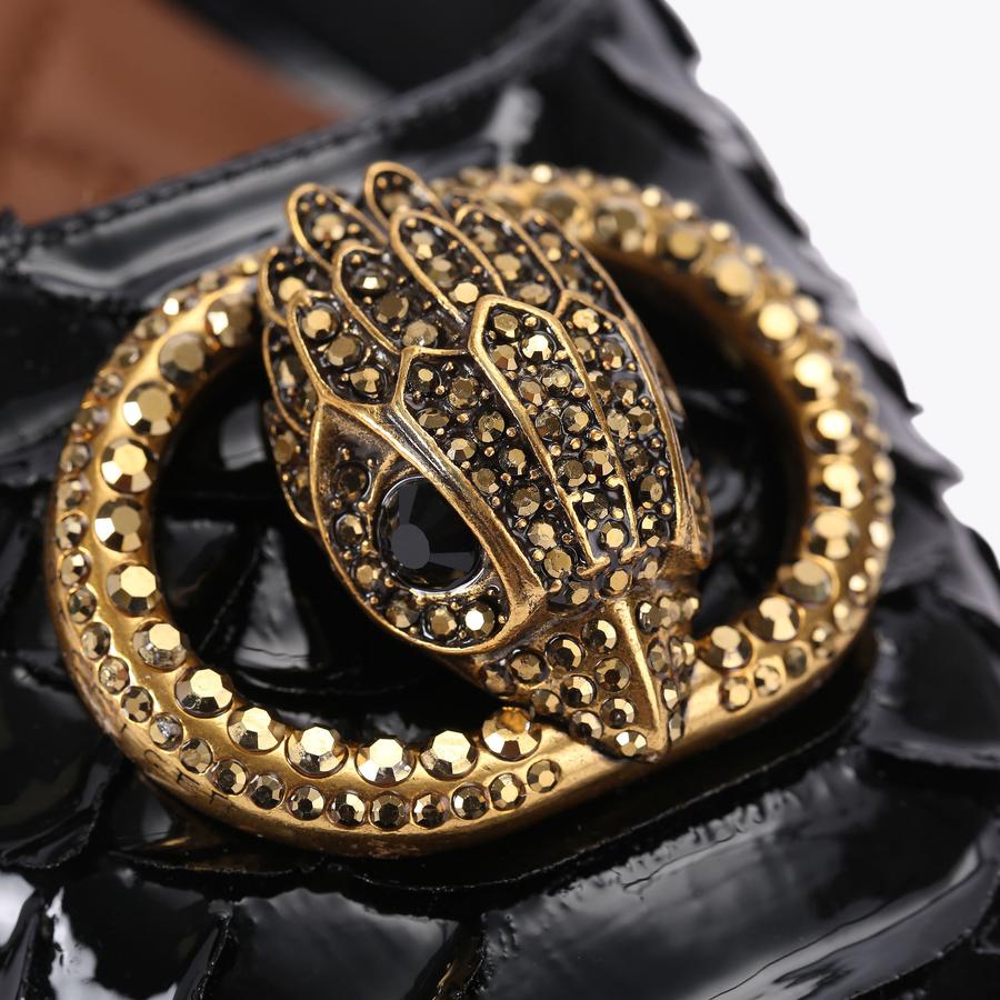 CHELSEA ANKLE STRAP Black 3D embossed Heel by KURT GEIGER LONDON