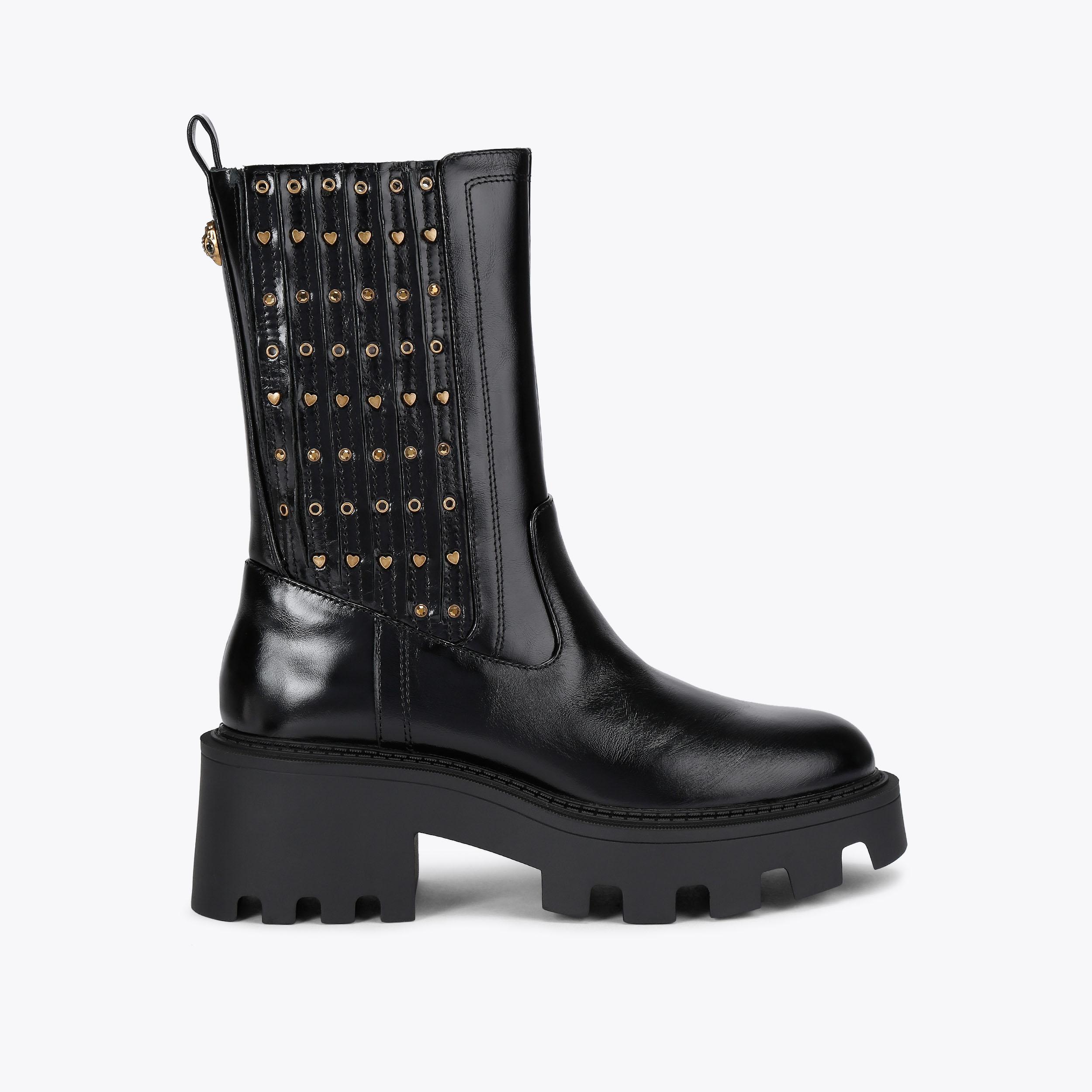 STUD CHELSEA ANKLE BOOT Black Studded Ankle Combat Boot by KURT