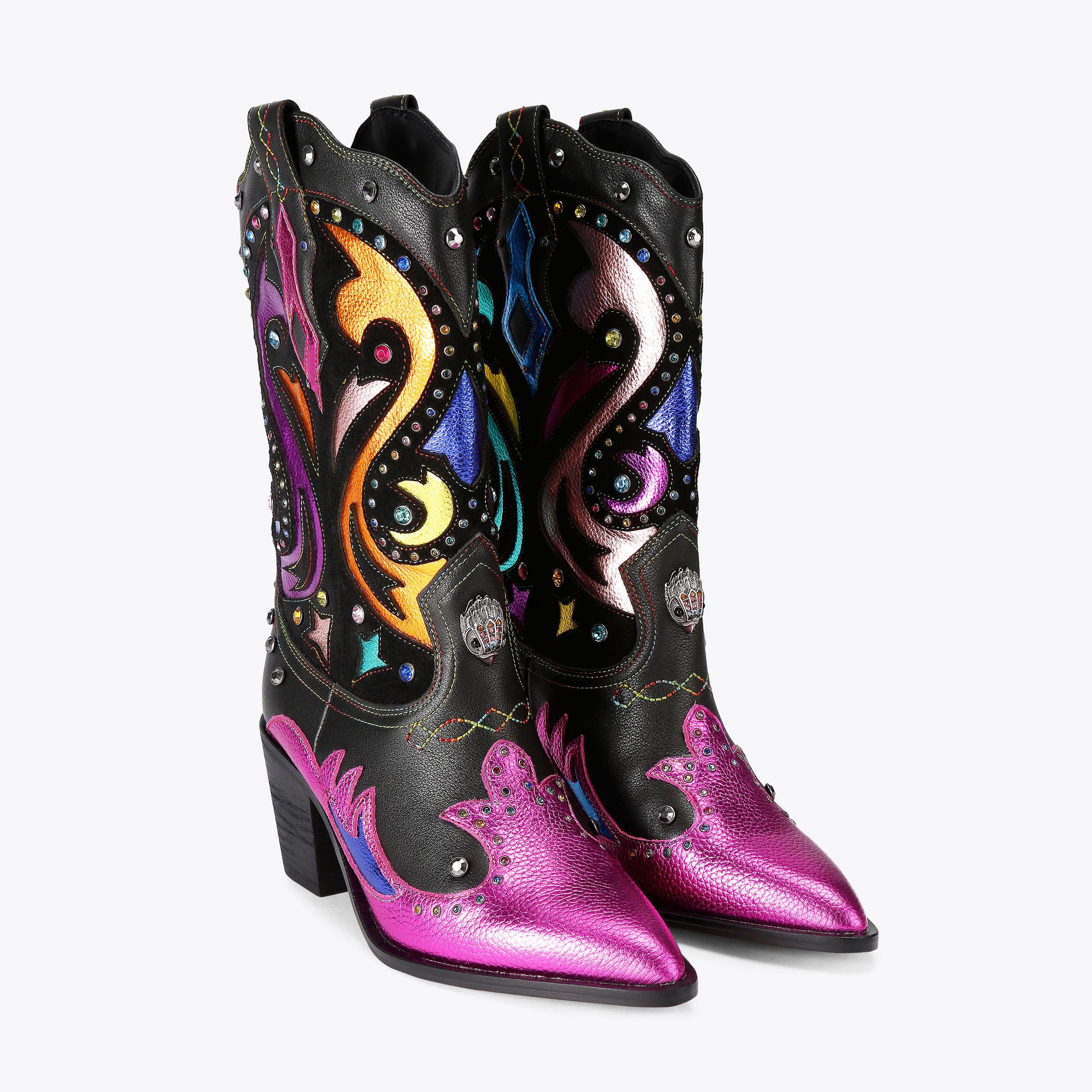 KENSINGTON COWBOY BOOT Black Rainbow Cowboy Boot by KURT GEIGER LONDON