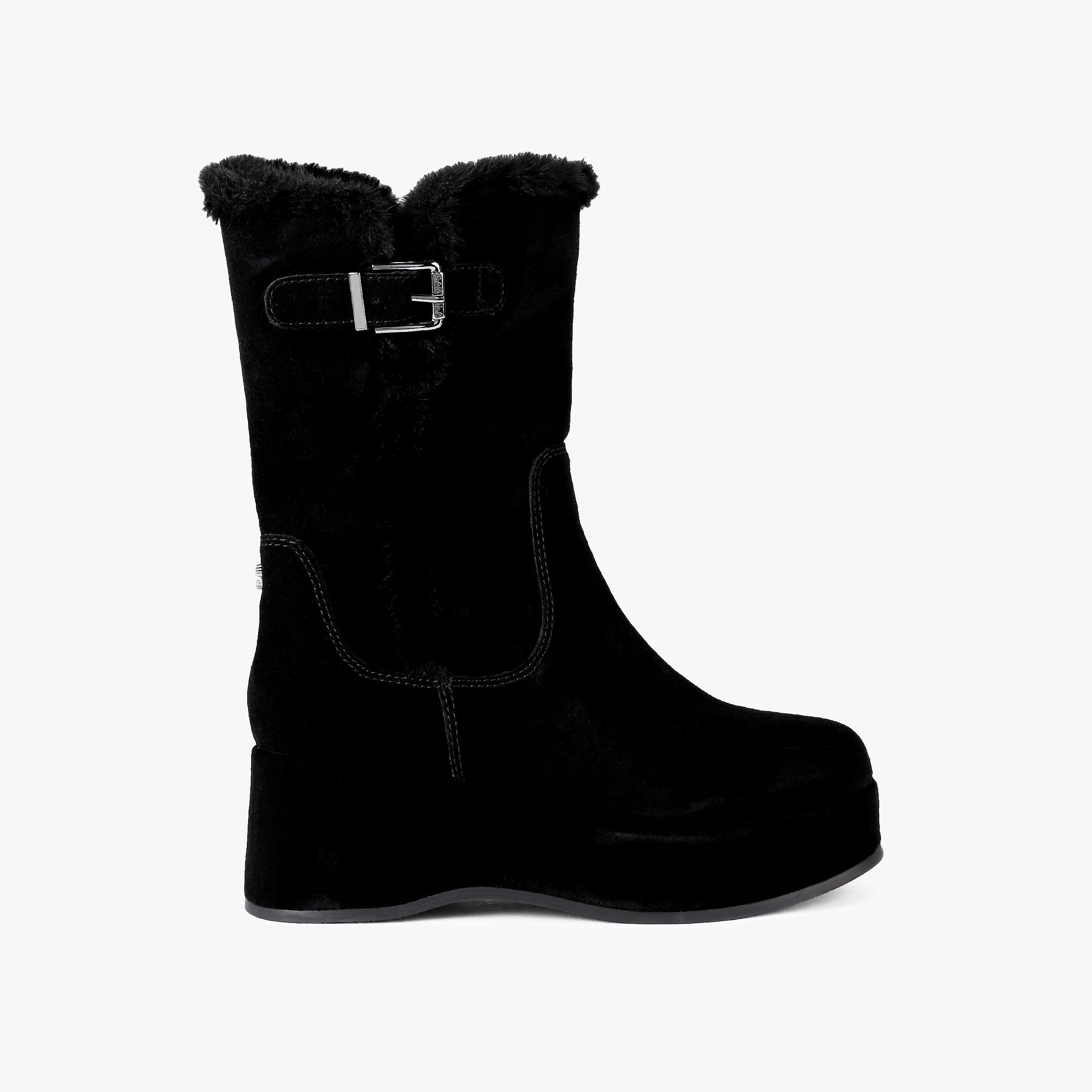 APRES BUCKLE Black Suede Knee Boot by CARVELA