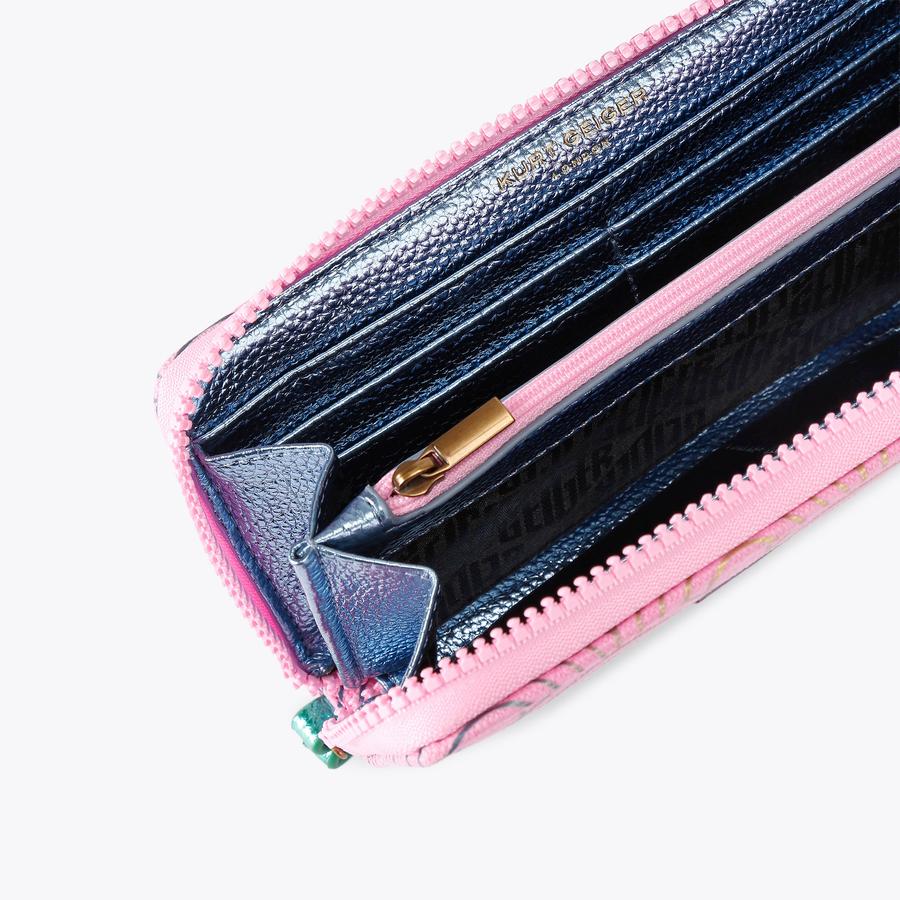 WALLET bag＋POCKET shoulder／グレー×ネオンピンク SOUTHBANK ZIP AROUND W Pink Canvas Rainbow Wristlet Wallet by Kurt