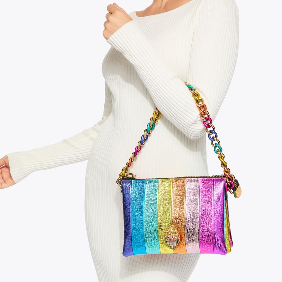 バッグ Rainbow3 KENSINGTON 3 POUCH Q Pebble Grain Stripe Pouch Bag by KURT GEIGER
