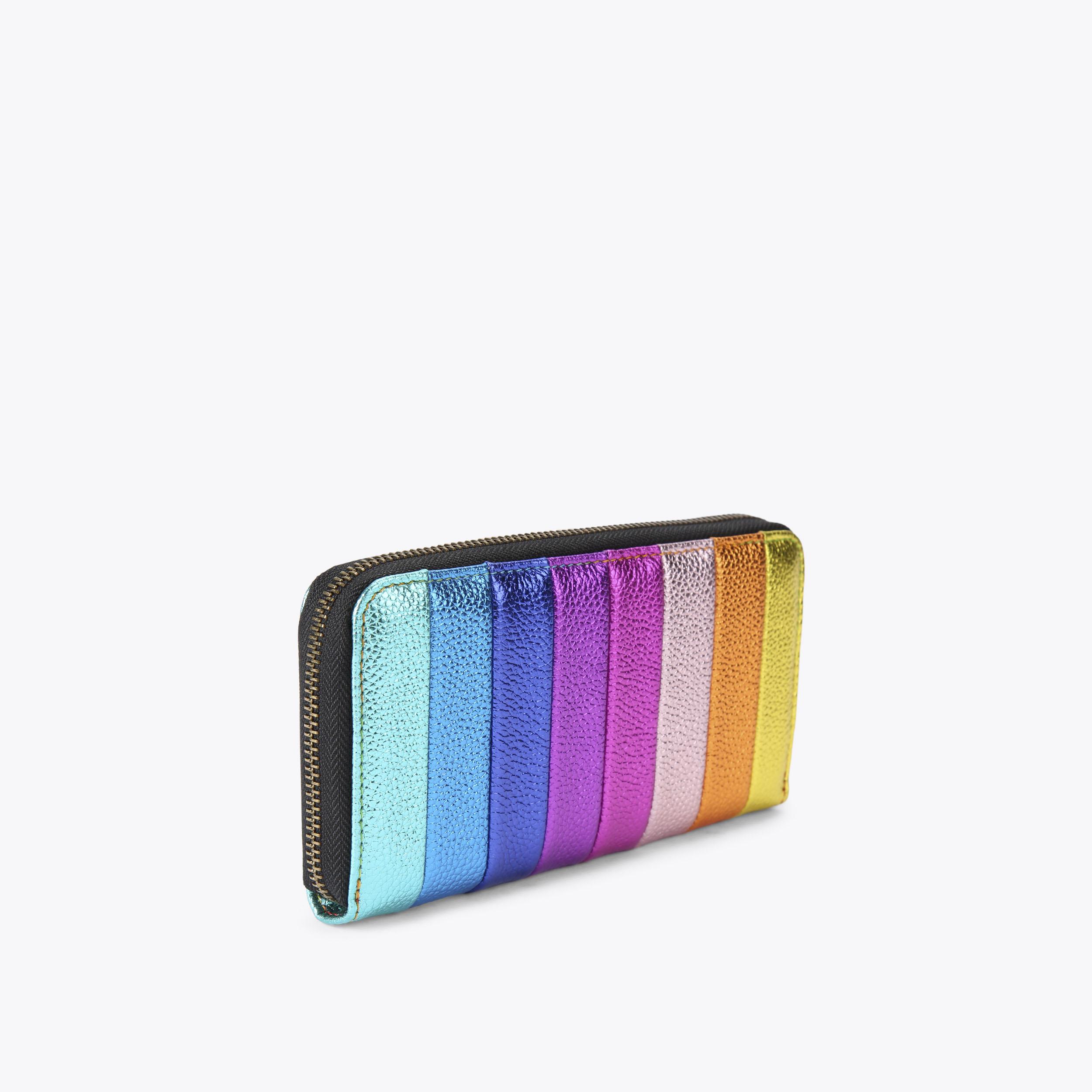 SCRAWLGOD Women's PU Leather Wallet - Rainbow Print, Zipper Closure, 4 Card Slots, 20x13 Cm, Casual Purse - View #3
