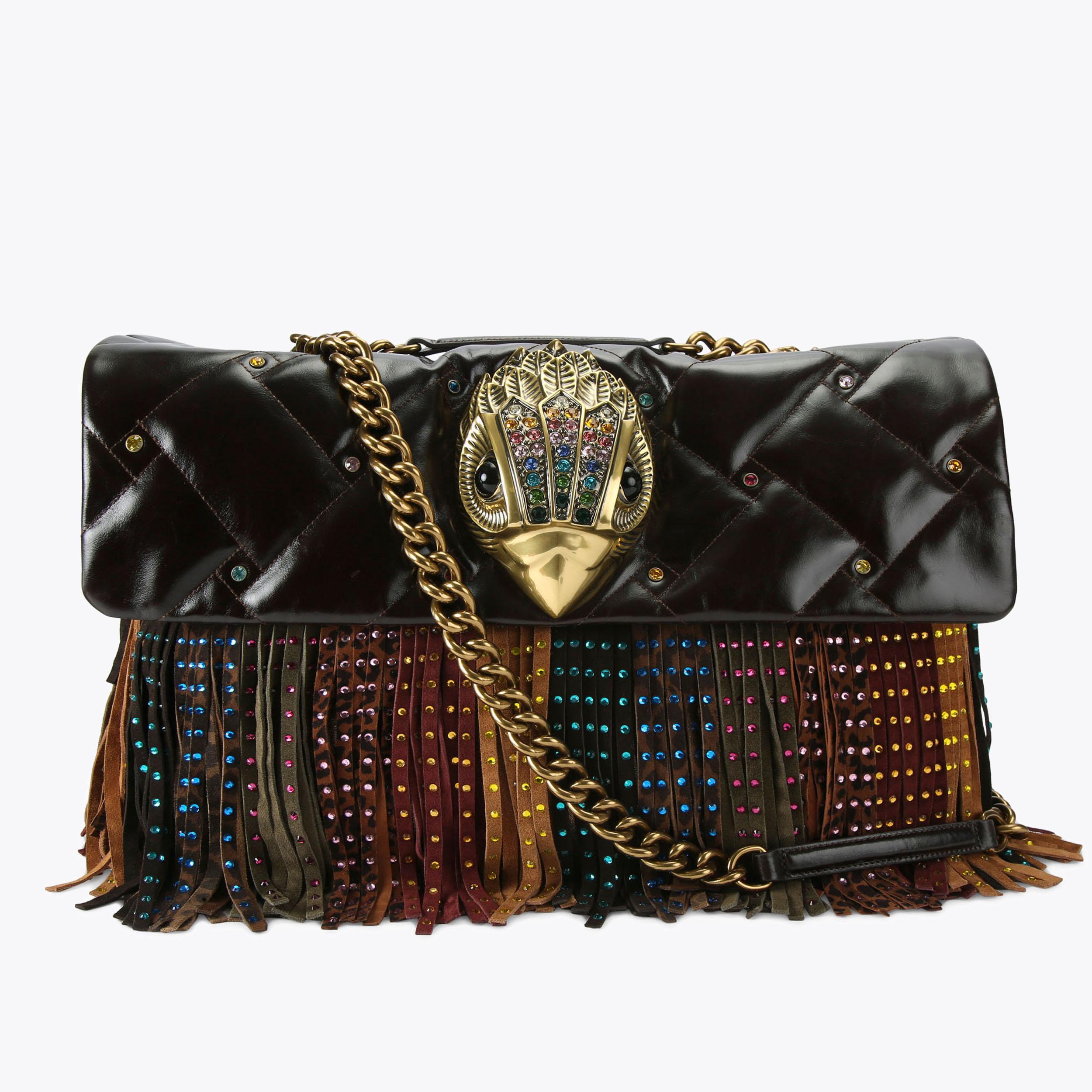MACRO KENSINGTON FRINGE Fringe Brown Shoulder Bag by KURT GEIGER
