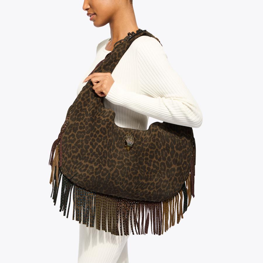 SHOREDITCH LG HOBO FRINGE Fringe Suede Shoulder Bag by KURT GEIGER
