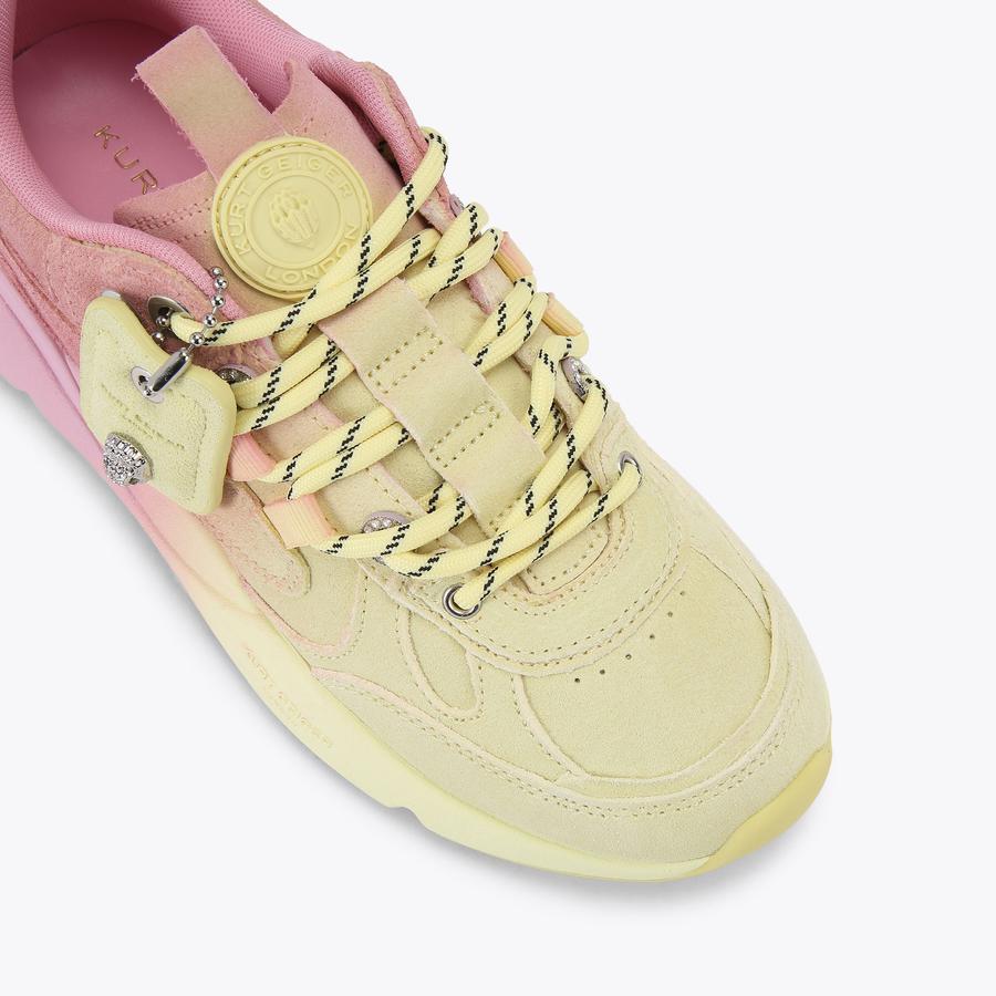 KURT RUNNER Ombre Yellow Pink Lace Up Chunky Sneaker by Kurt