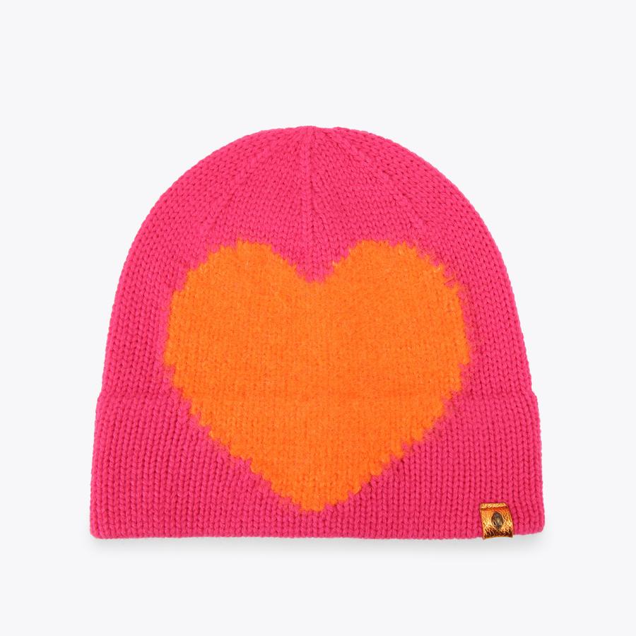 INTASIA HEART BEANIE White Pink Heart Beanie by KURT GEIGER LONDON