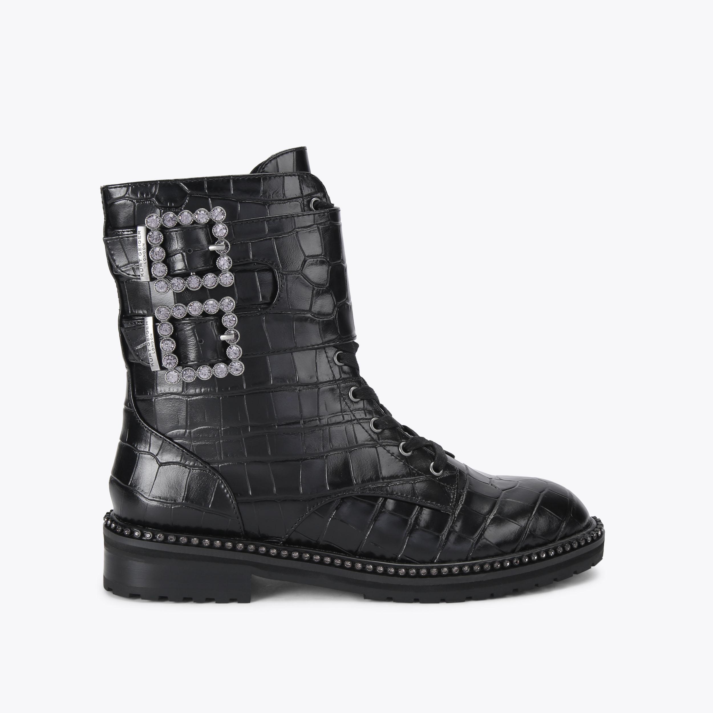 靴 y2k ring heal Buckle Boot crocoleather BRIXTON BUCKLE ANKLE BOOT by KURT GEIGER LONDON