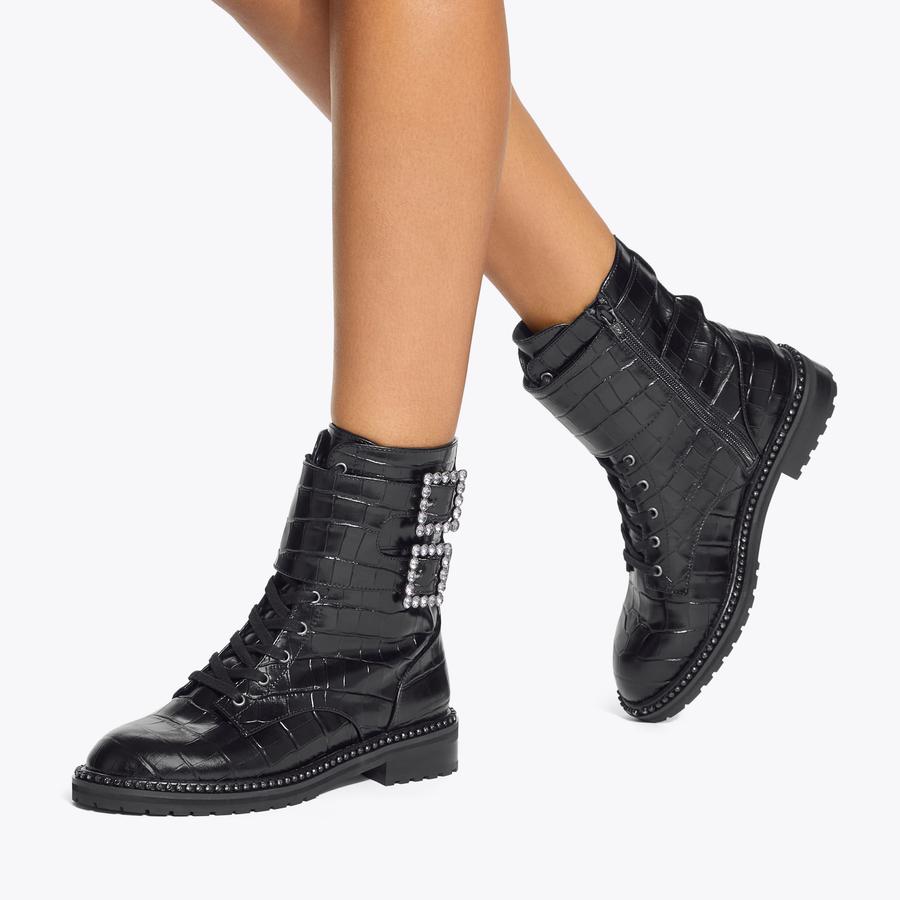 靴 y2k ring heal Buckle Boot crocoleather BRIXTON BUCKLE ANKLE BOOT by KURT GEIGER LONDON