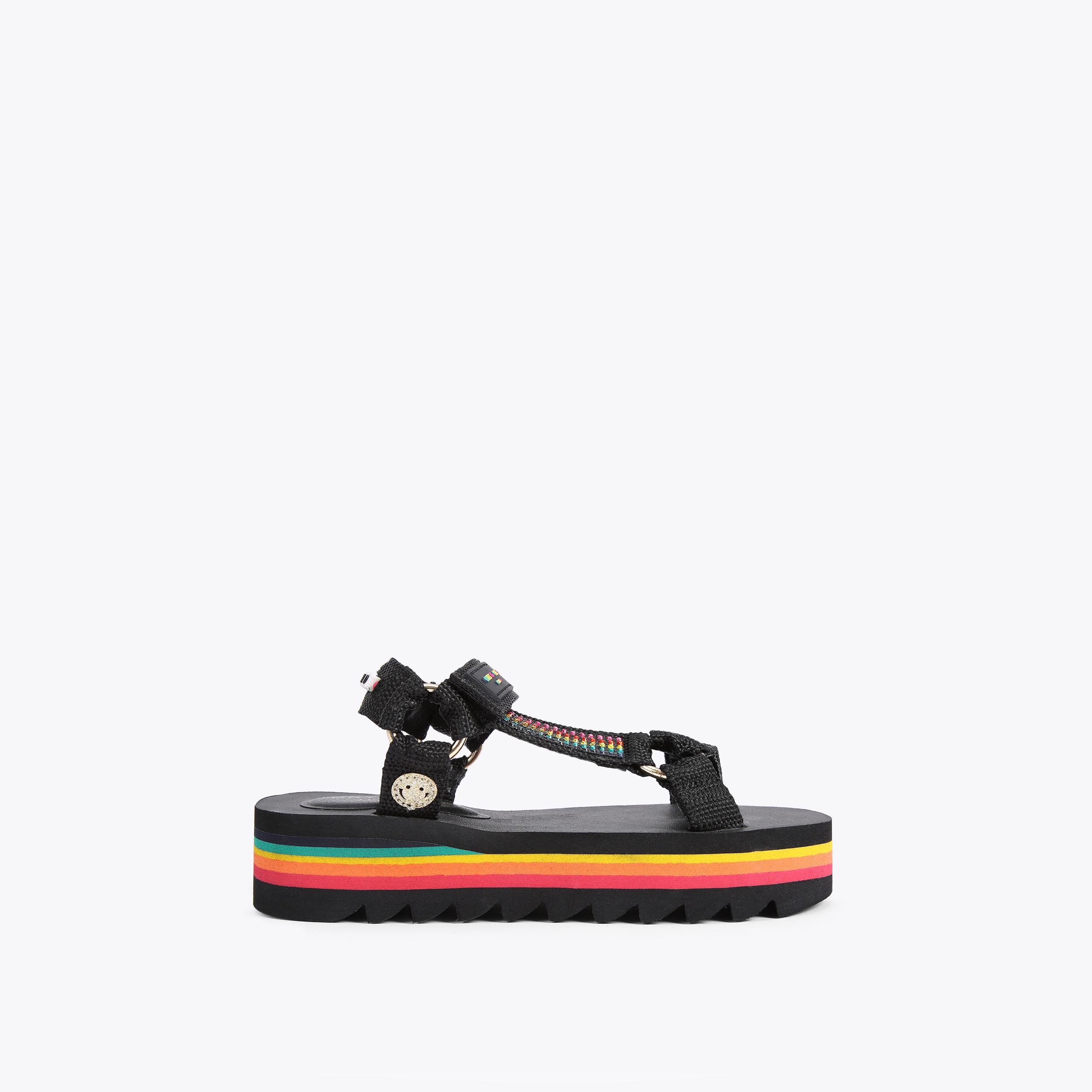 MINI OLIVIA Kids Rainbow Stripe Velcro Sandals by KURT GEIGER LONDON