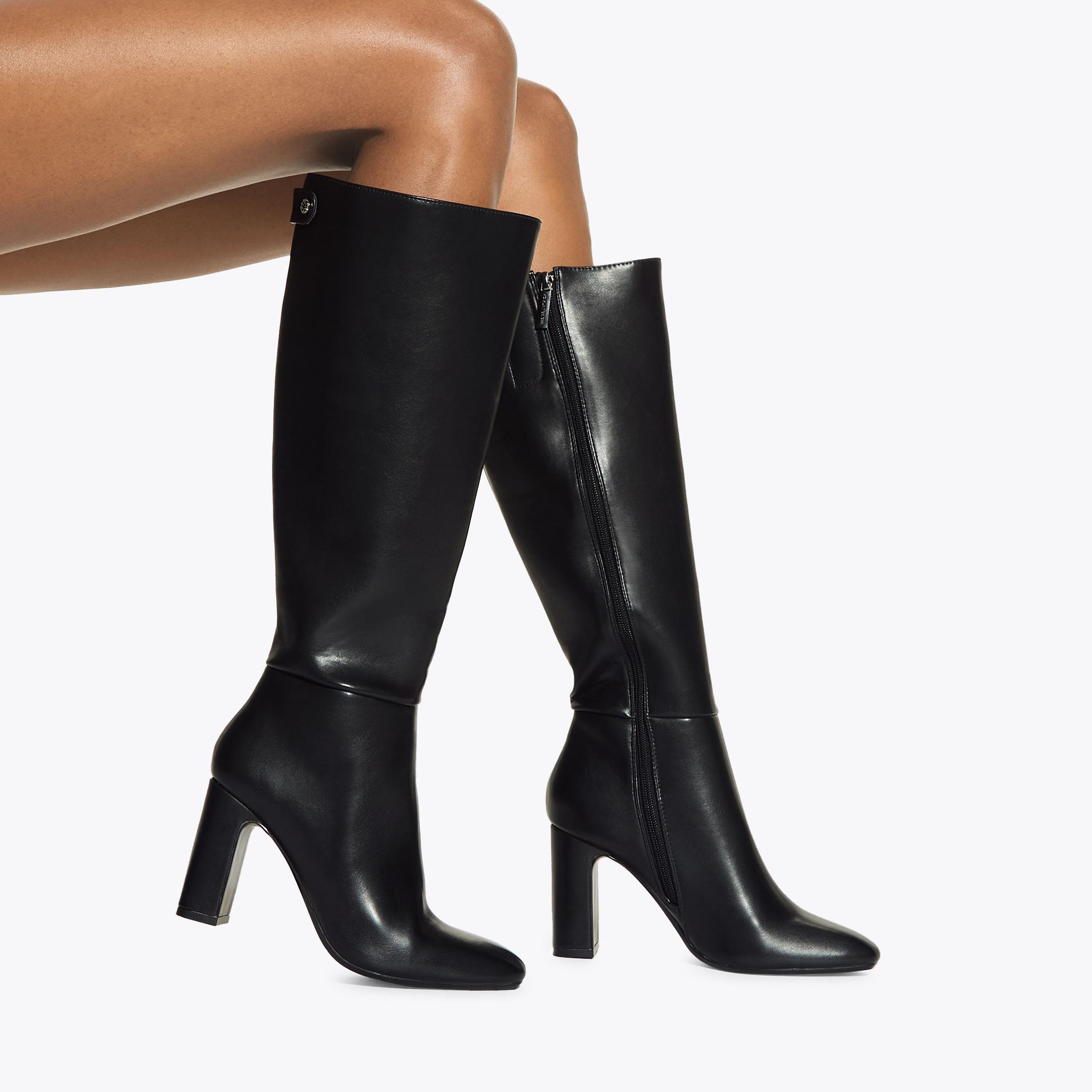 TRIX KNEE Black Leather Knee High Boot by KG KURT GEIGER