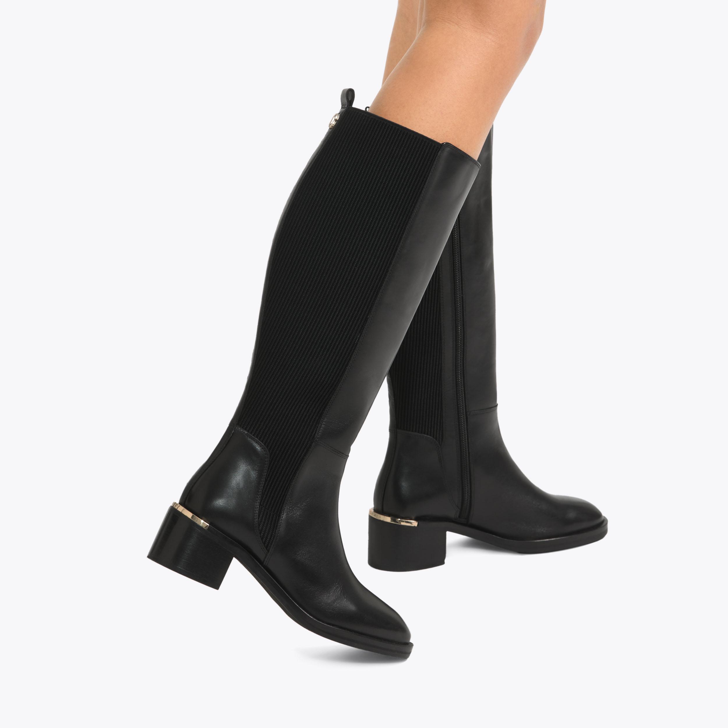 LIBERTA KNEE Black Leather Knee High Boot by CARVELA