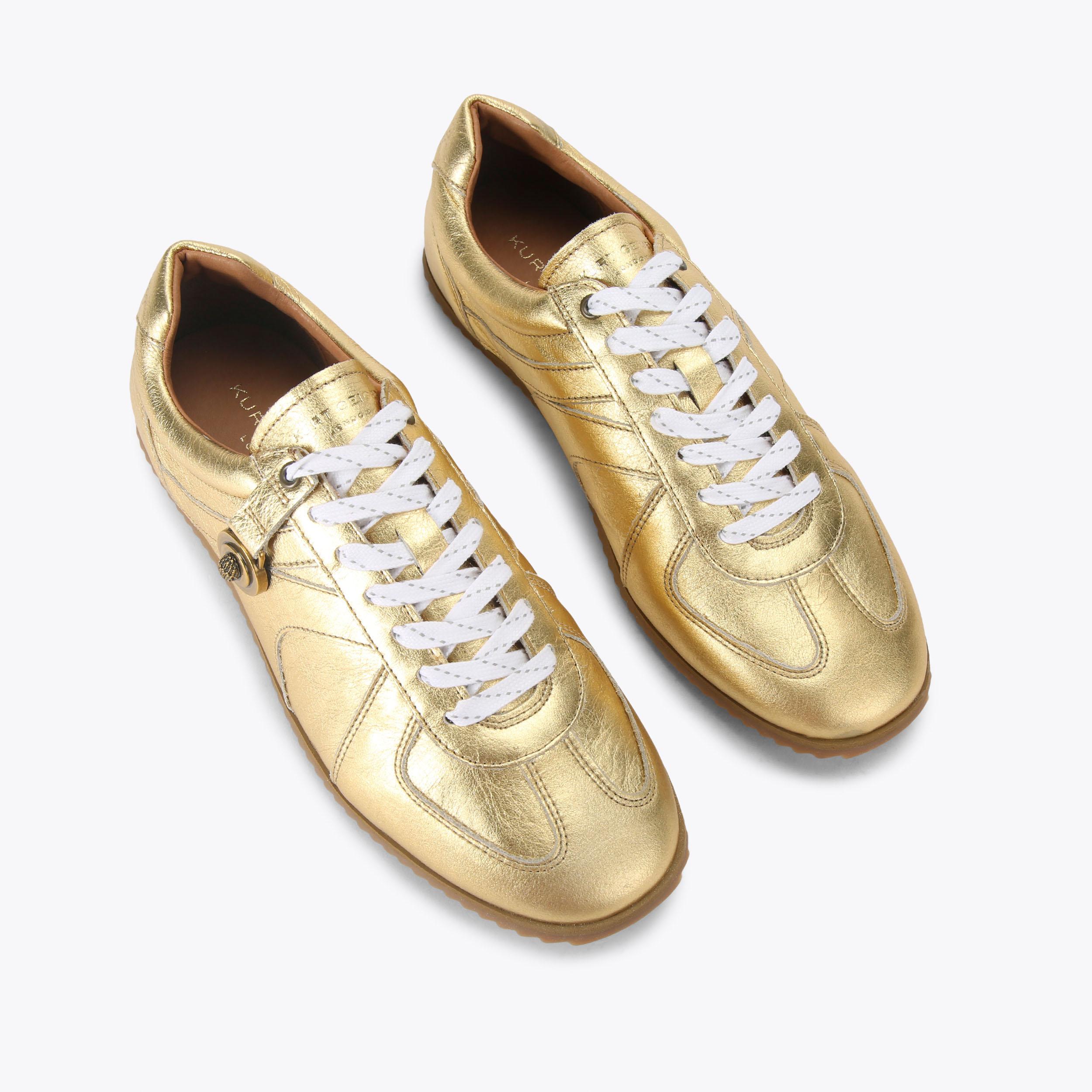 ELDON SNEAKER Metallic Gold Lace Up Sneaker by KURT GEIGER LONDON