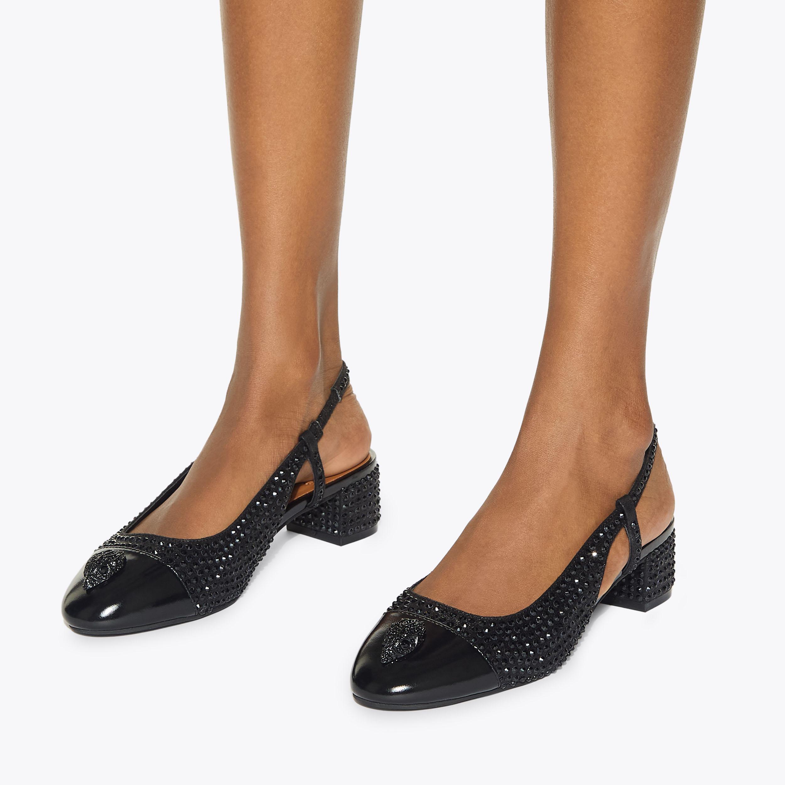 SLOANE MID SLINGBACK DR Black Crystal Slingback Heel by KURT GEIGER LONDON