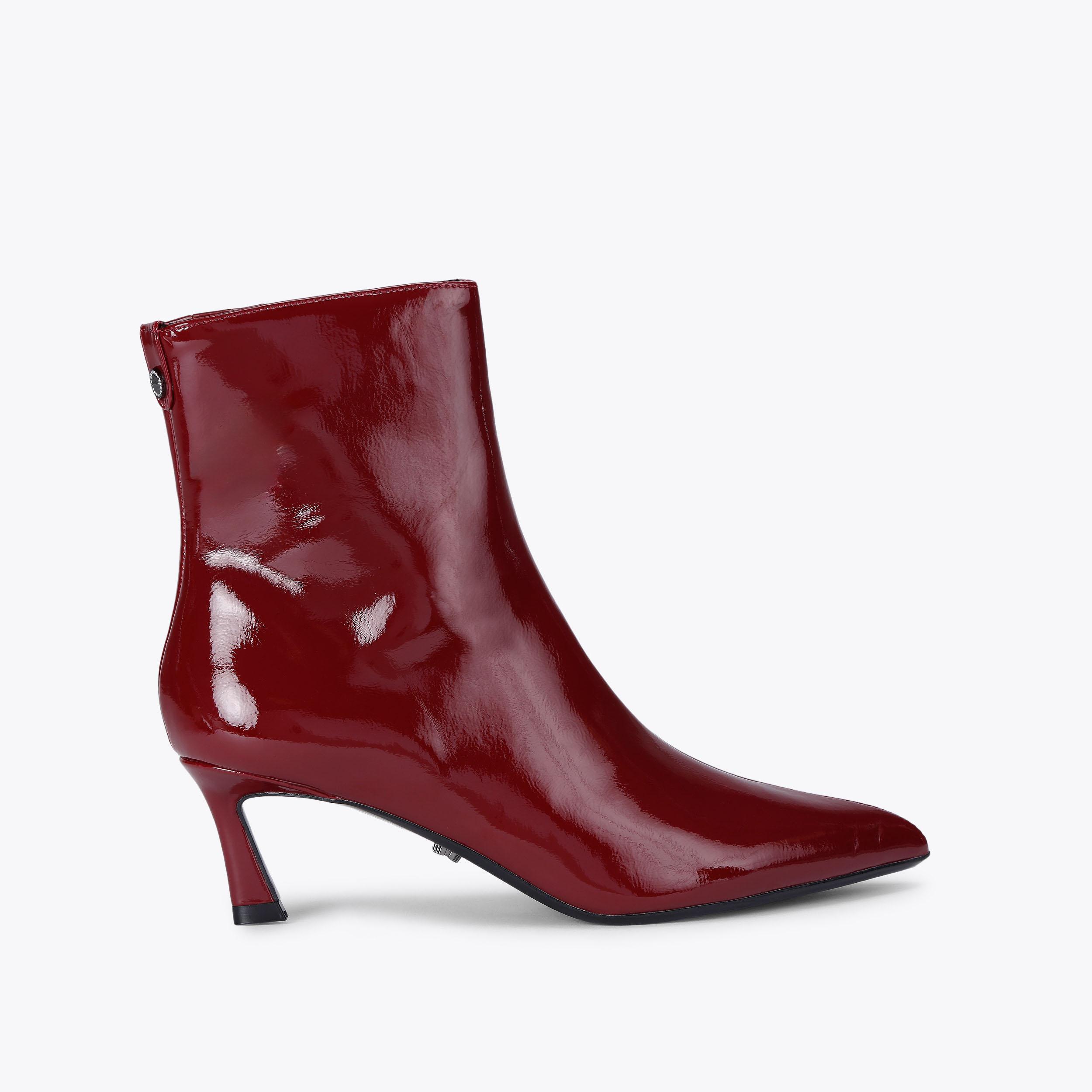 Red Patent Deep Red Ankle Boots Knee High Boots Patent Leather Red