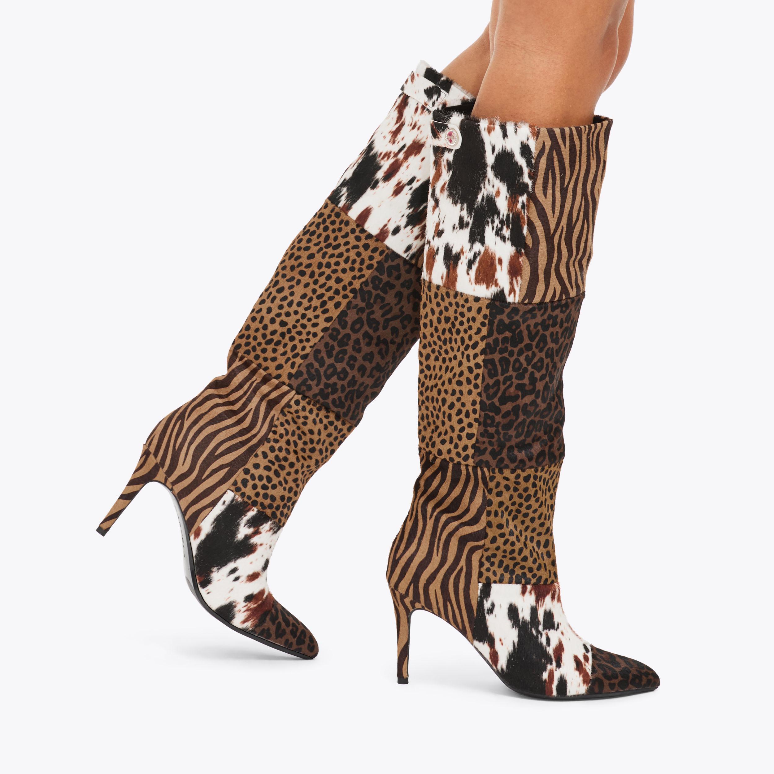 AMORE KNEE Patchwork Calfhair Boot by CARVELA